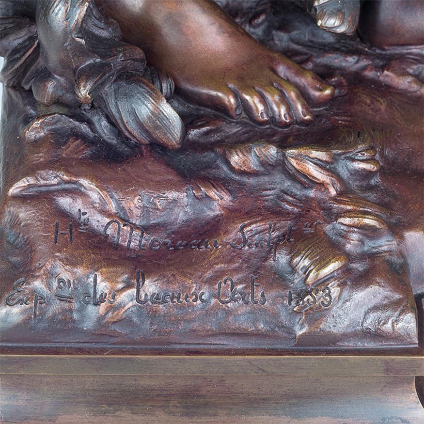 Fine Quality Patinated Bronze Statue of a Robed Woman by Hippolyte Moreau 2