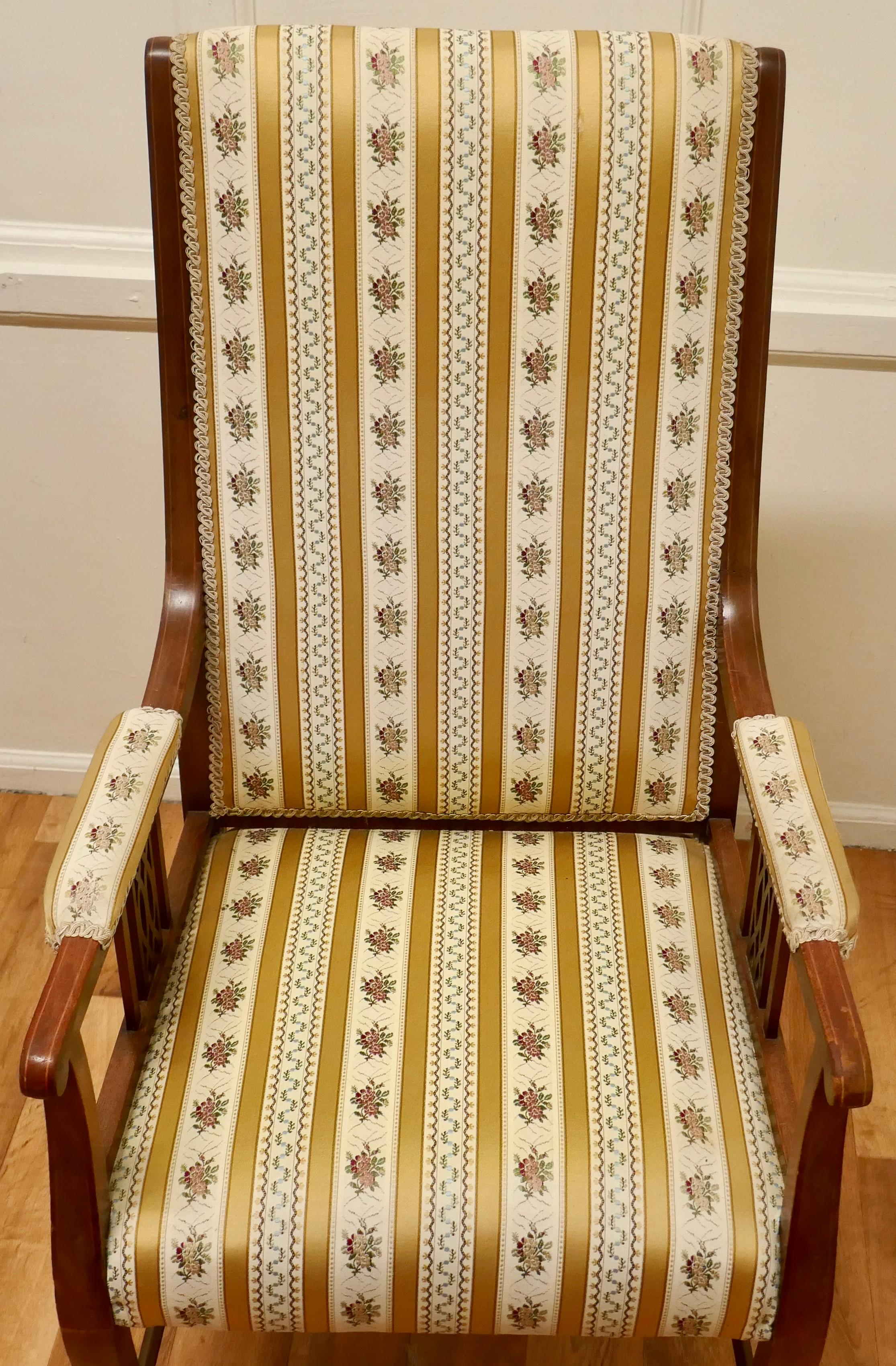 Walnut Fine Quality Regency Style High Back Upholstered Arm Chair For Sale