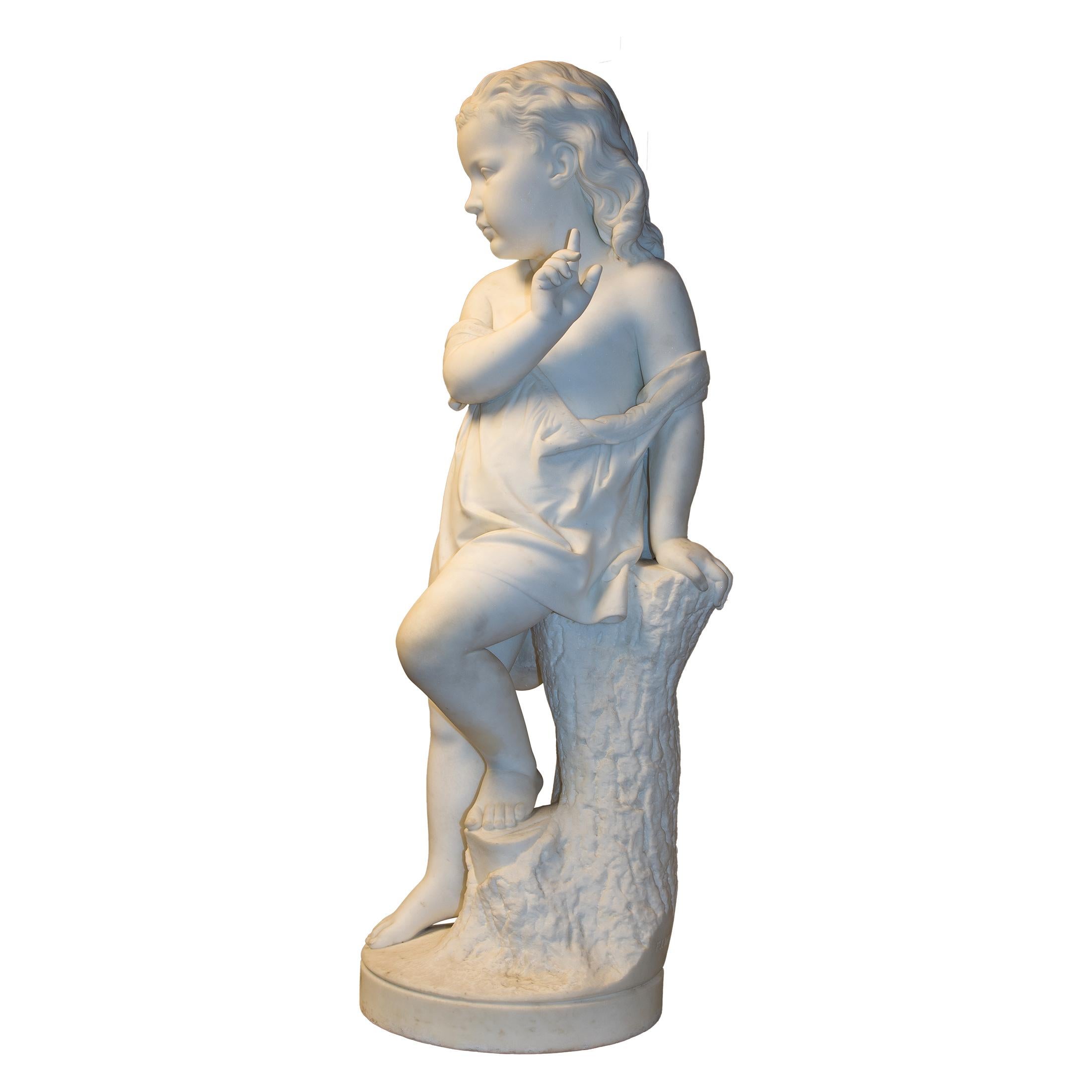 Sculpture en marbre blanc finement sculptée représentant une jeune fille appuyée contre une souche d'arbre. Inscrit F.J. Williamson/Esher 1875

Artiste : Francis John Williamson (1833 - 1920)
Origine : Anglais
date : Circa 1875
?dimension : 42