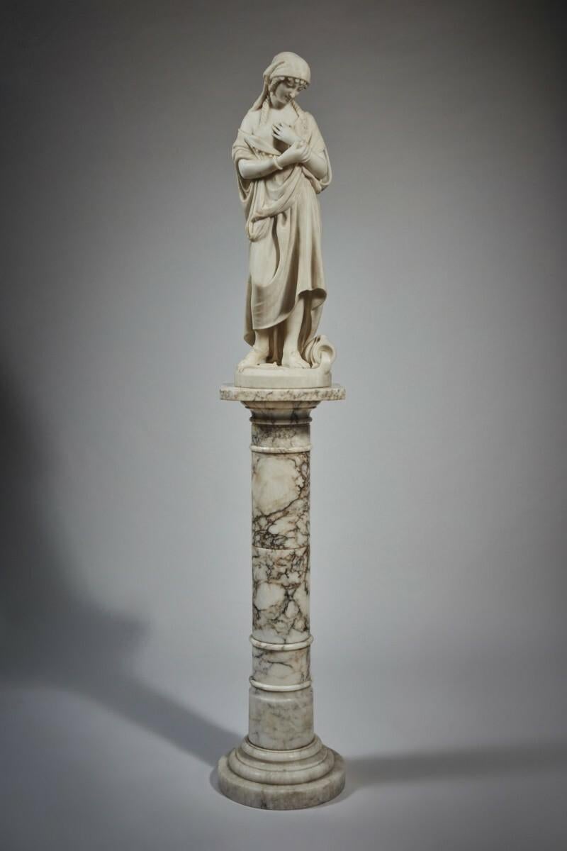 A fine Carrara marble figure of Rebecca. Signed P. Romanelli/Florence.

Title: Rebecca at the well
Artist: Pasquale Romanelli (1812-1887)
Origin: Italian
Date: 19th century
Size: 31 1/4 inches high.