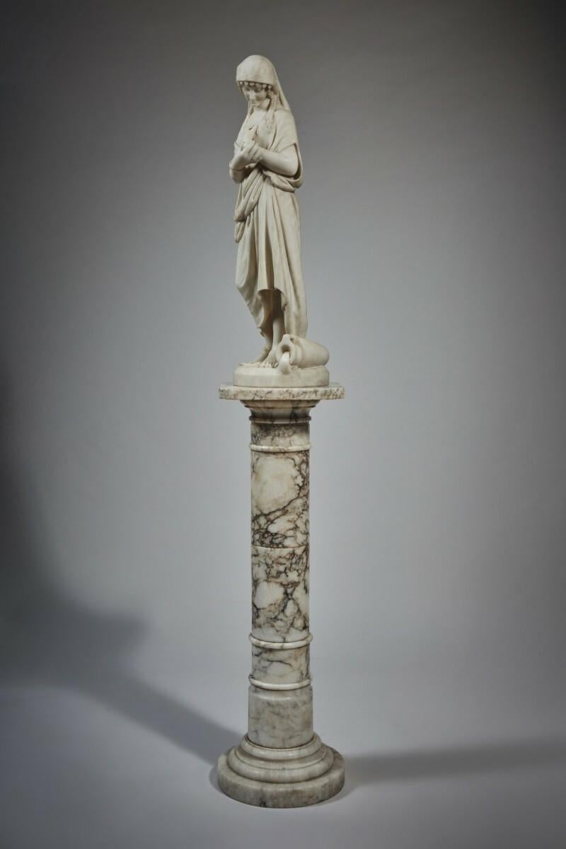 Italian White Marble Statue Sculpture by Romanelli For Sale