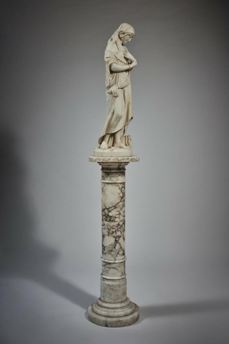 Hand-Carved White Marble Statue Sculpture by Romanelli For Sale