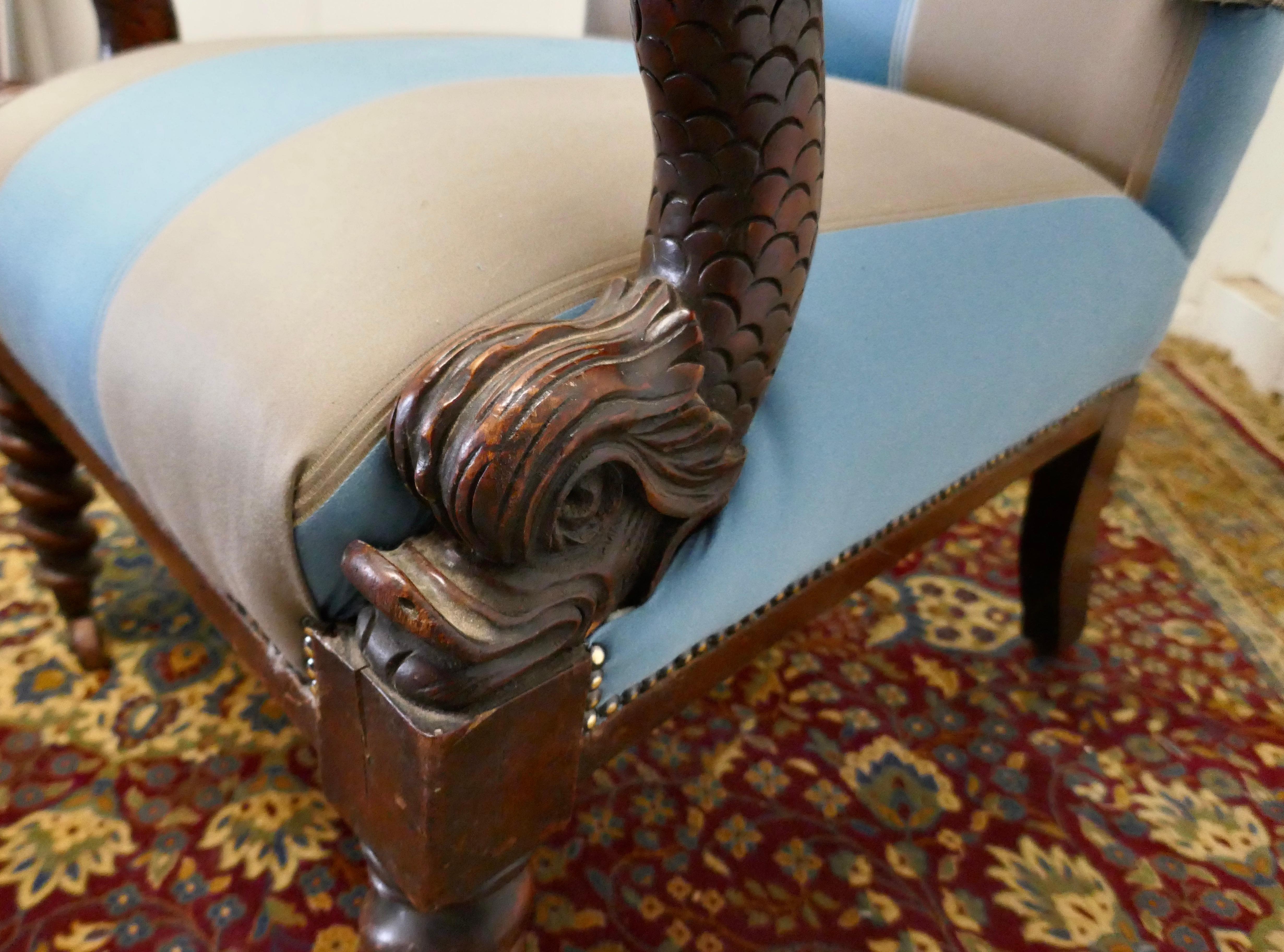 Silk Fine Quality William IV Mahogany Arm Chair