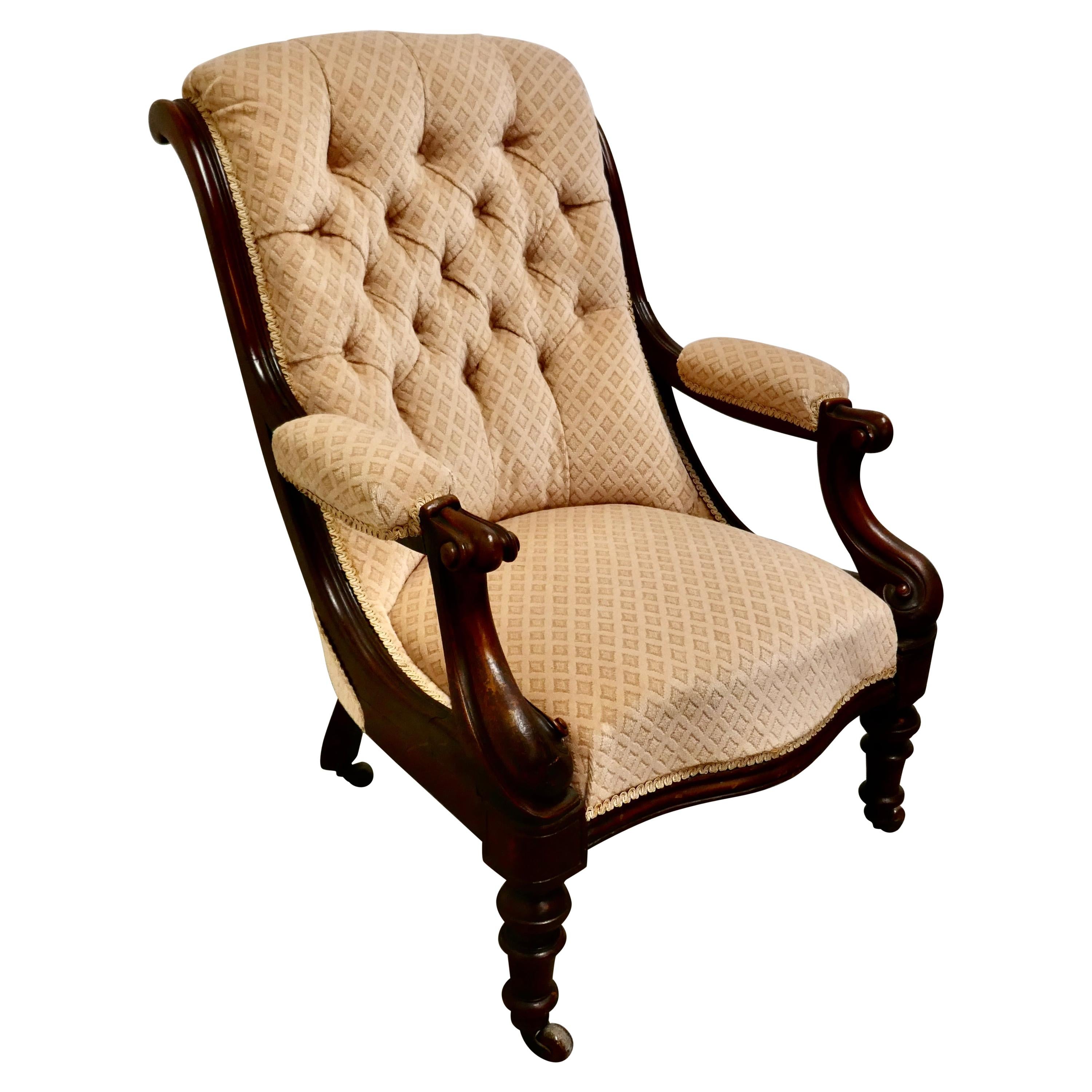 Fine Quality William IV Mahogany Button Back Chair For Sale