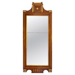 A fine rare 18th century Russian mahogany and hand hammered brass inlayed mirror