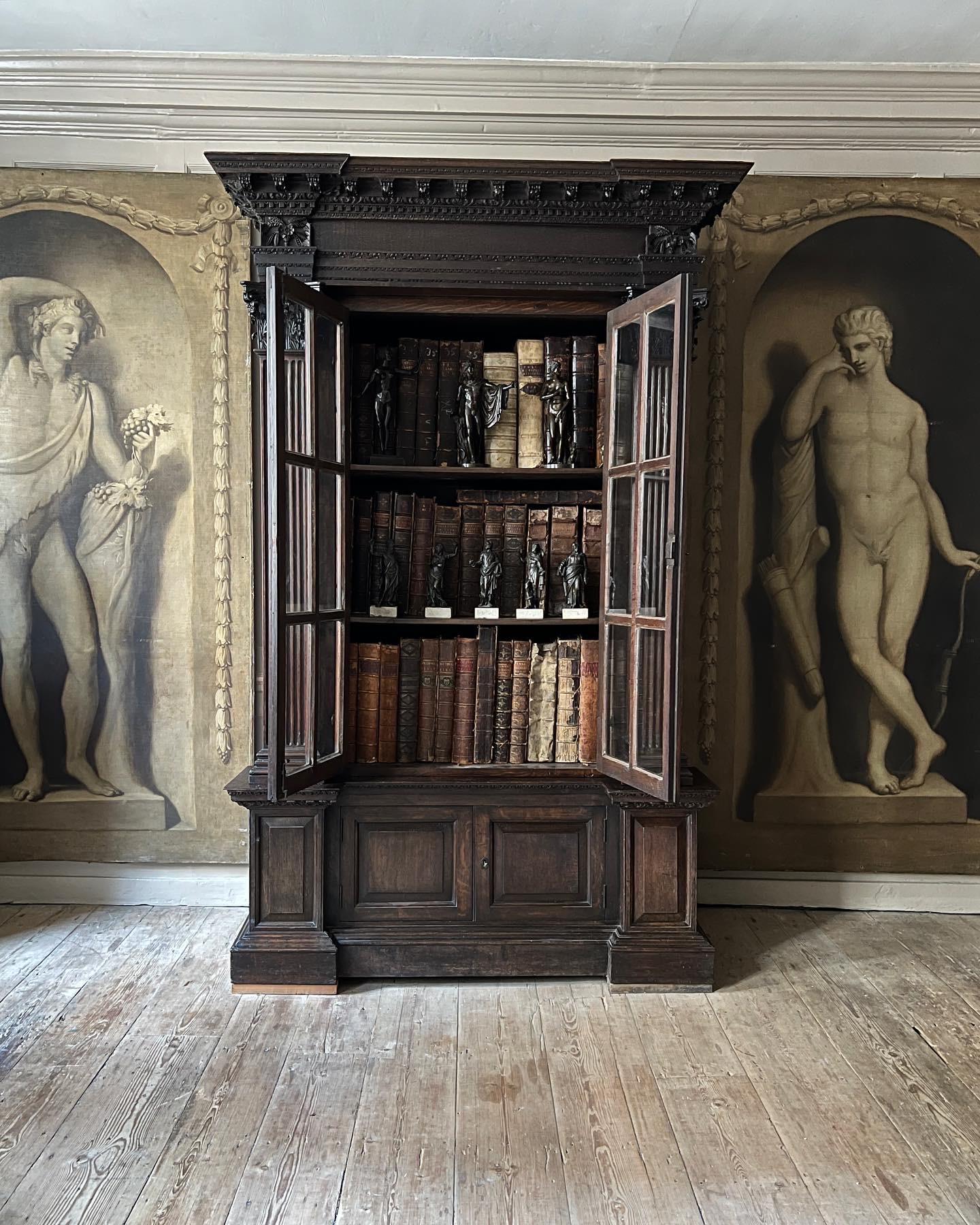 Carved Fine & Rare George II Architectural Oak Bookcase
