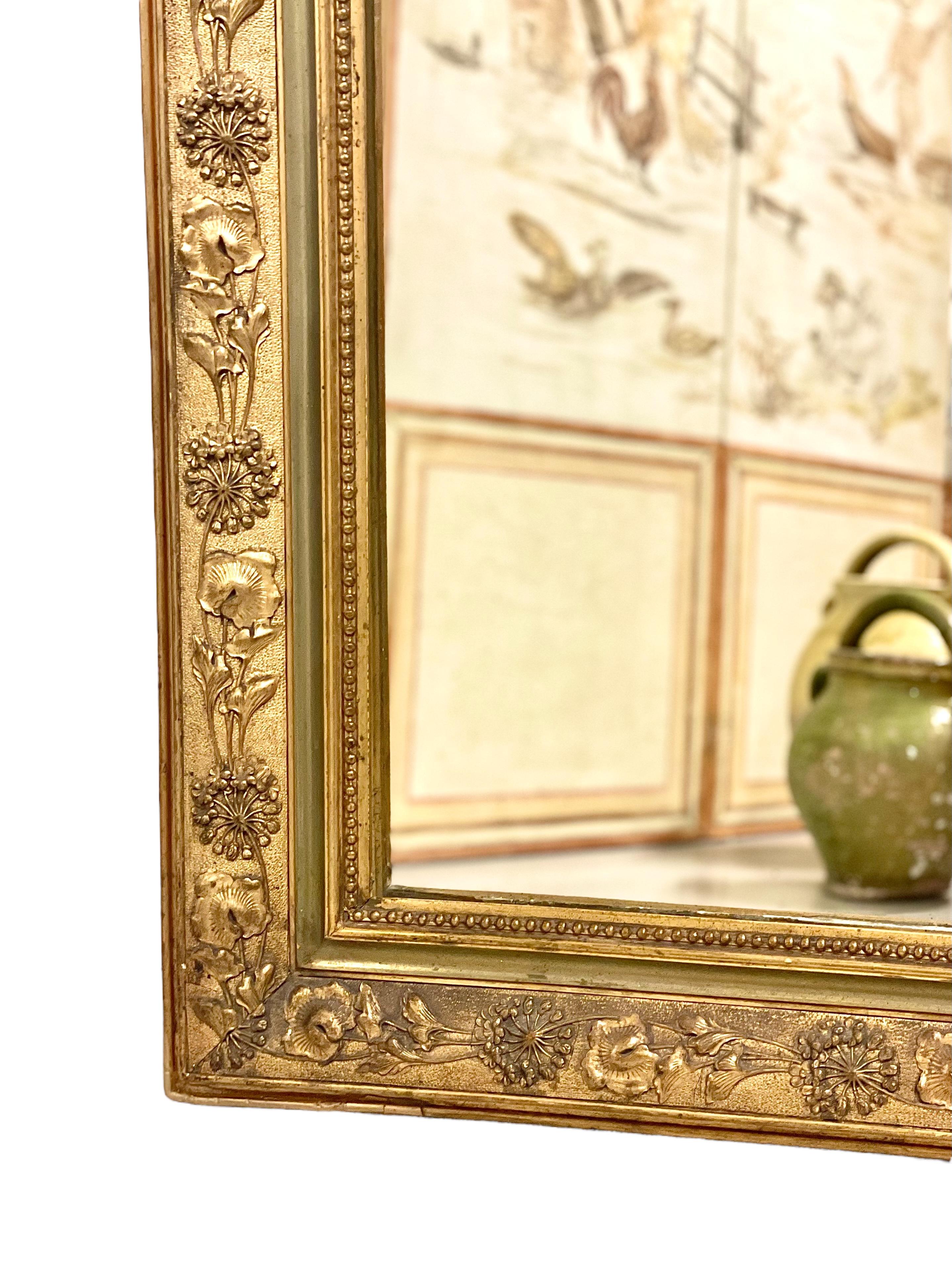 19th Century Louis Philippe Mirror, with Floral Embellished Frame 1