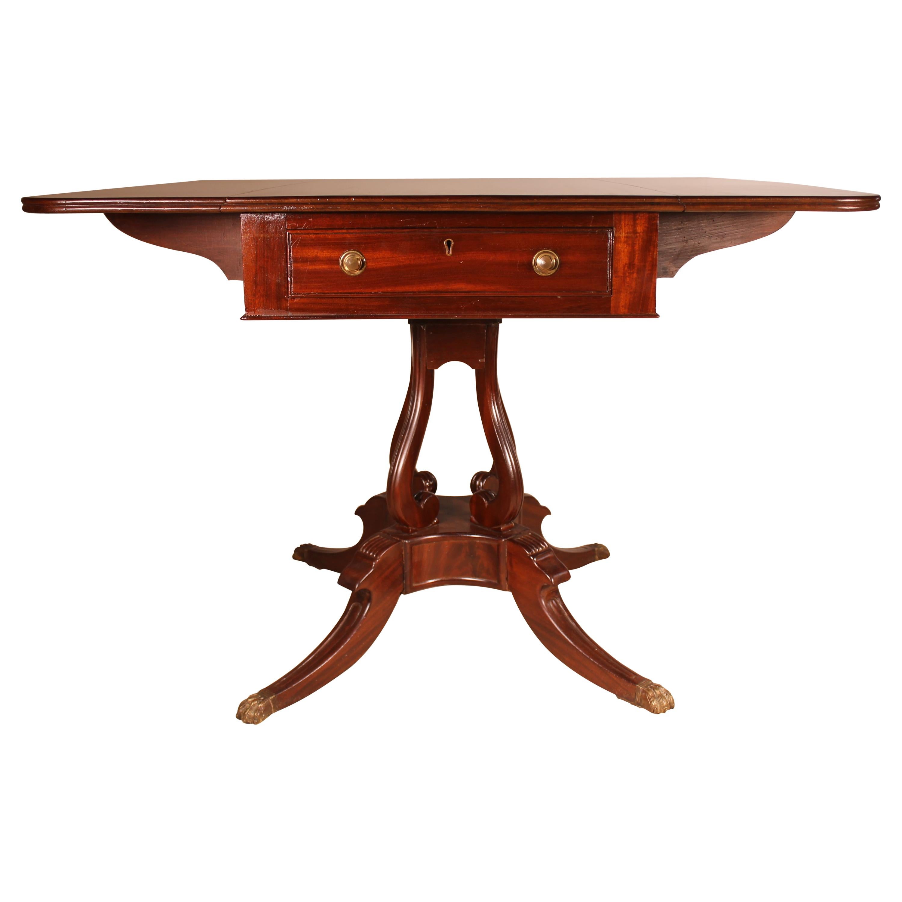 Fine Regency Drum Table or Card Table in Mahogany For Sale