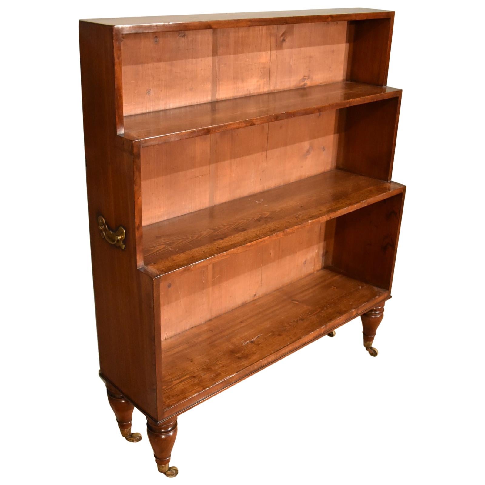 Fine Regency Period Campaign Waterfall Bookcase For Sale