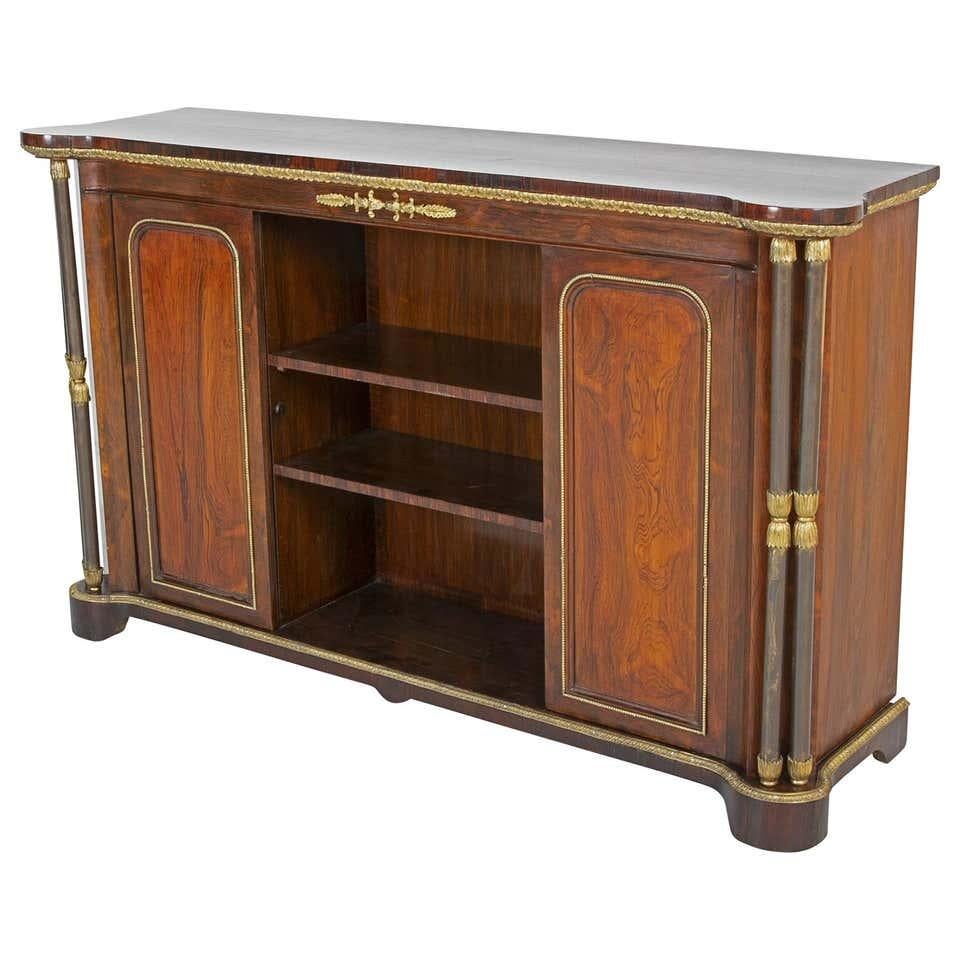 19th Century Fine Regency Period English Rosewood and Gilt Bronze Mounted Credenza