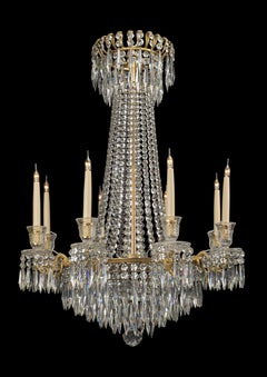 Fine Regency Period Gilt-Bronze and Cut-Crystal Frame Chandelier, circa 1830
