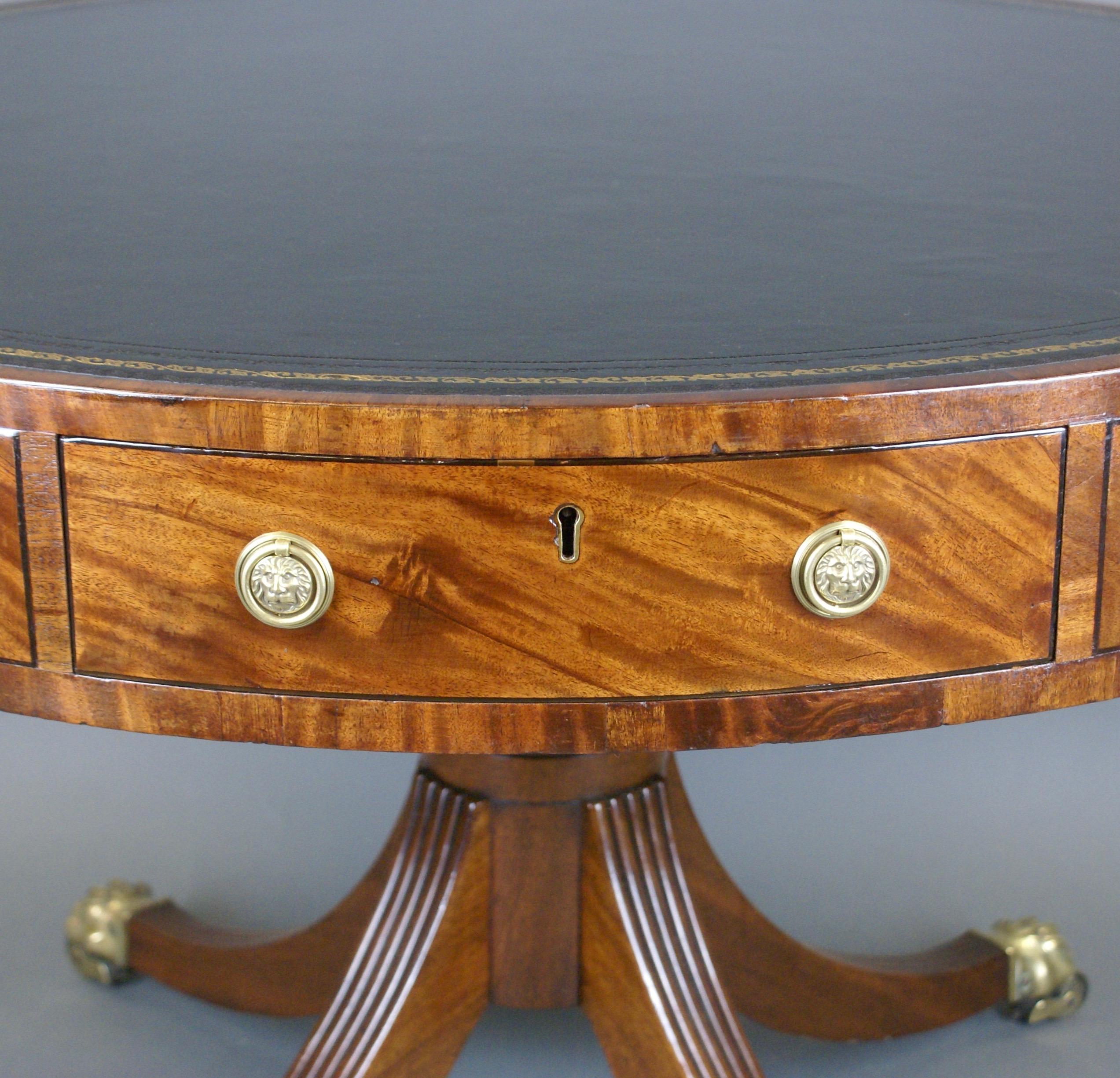 Early 19th Century A Fine Regency Period Mahogany Drum table  For Sale