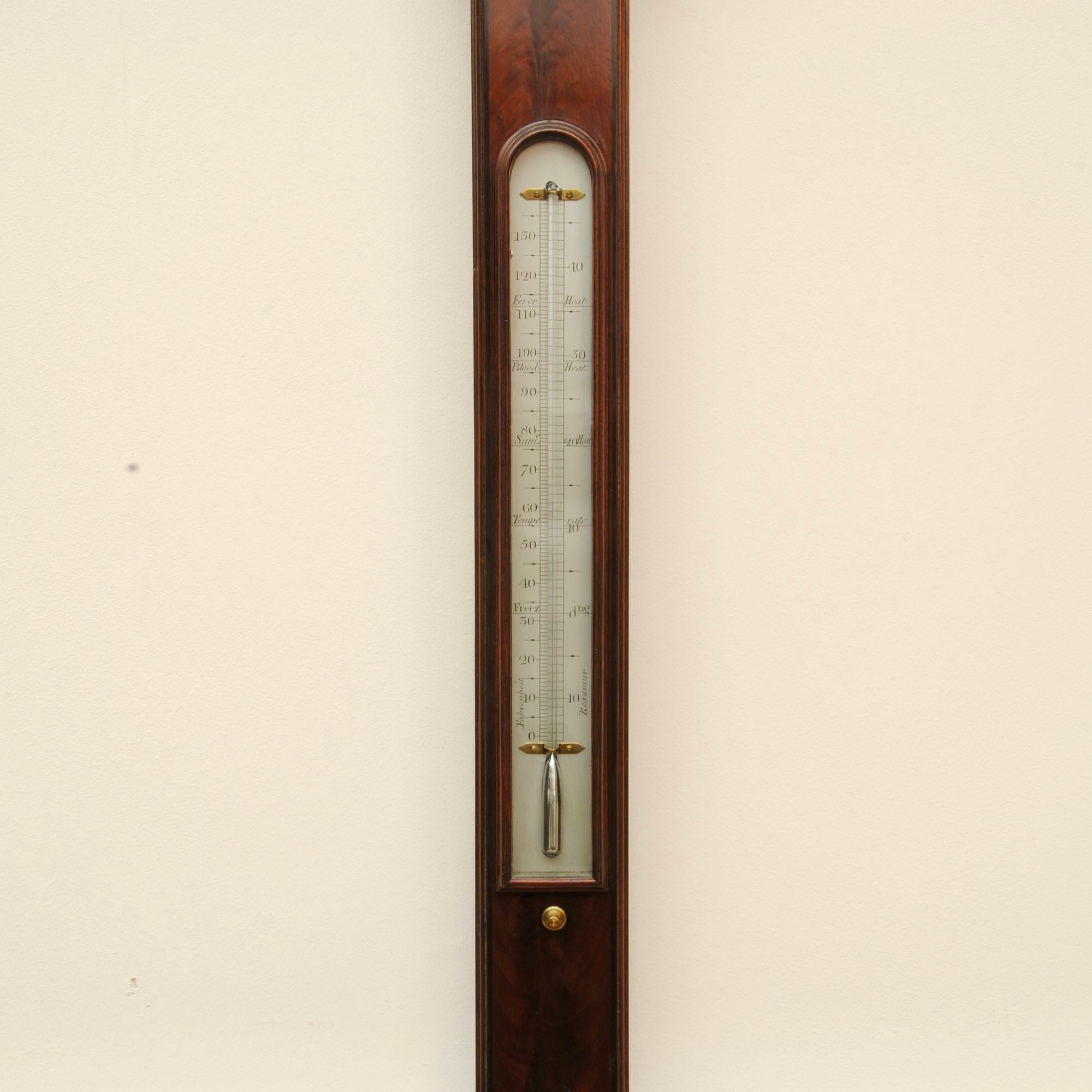 English Fine Regency Period Mahogany Stick Barometer by Harris, London For Sale