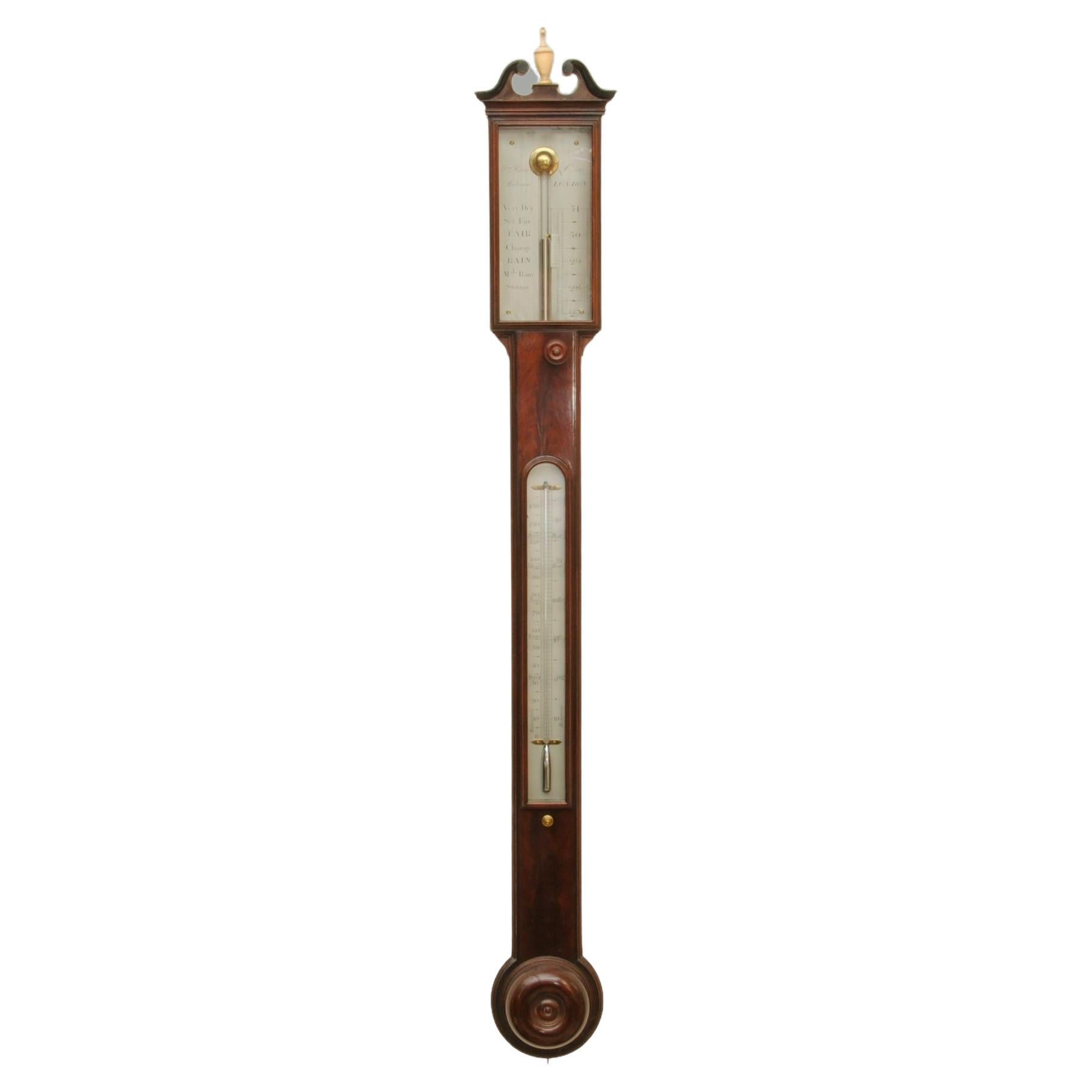 Fine Regency Period Mahogany Stick Barometer by Harris, London For Sale