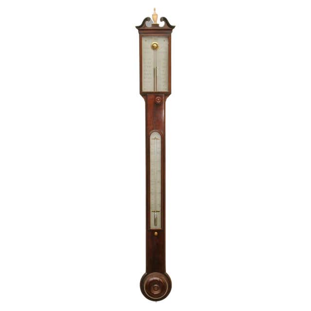 18th Century English Mahogany Cased Stick Barometer by Dolland of ...