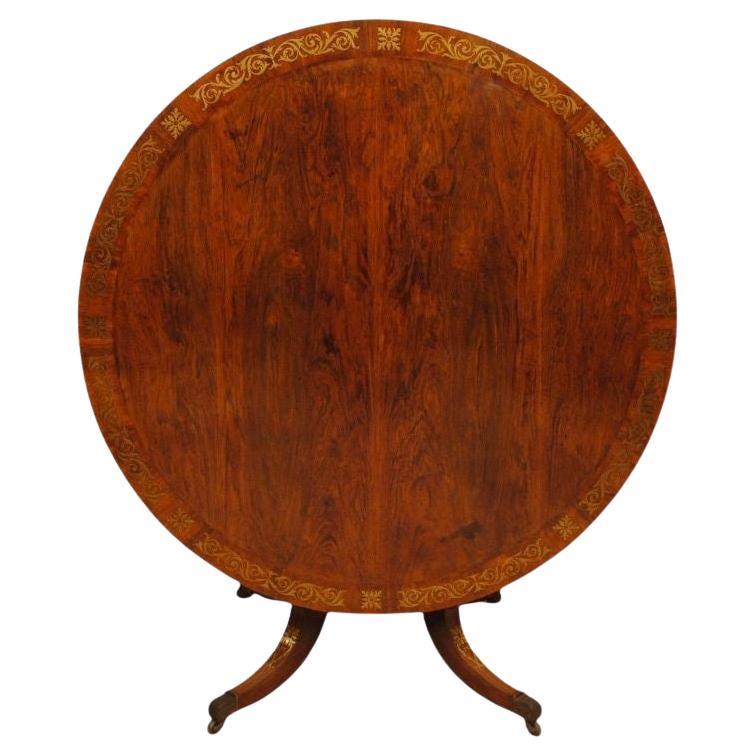 A Fine Regency Rosewood and Brass Inlaid Centre Table