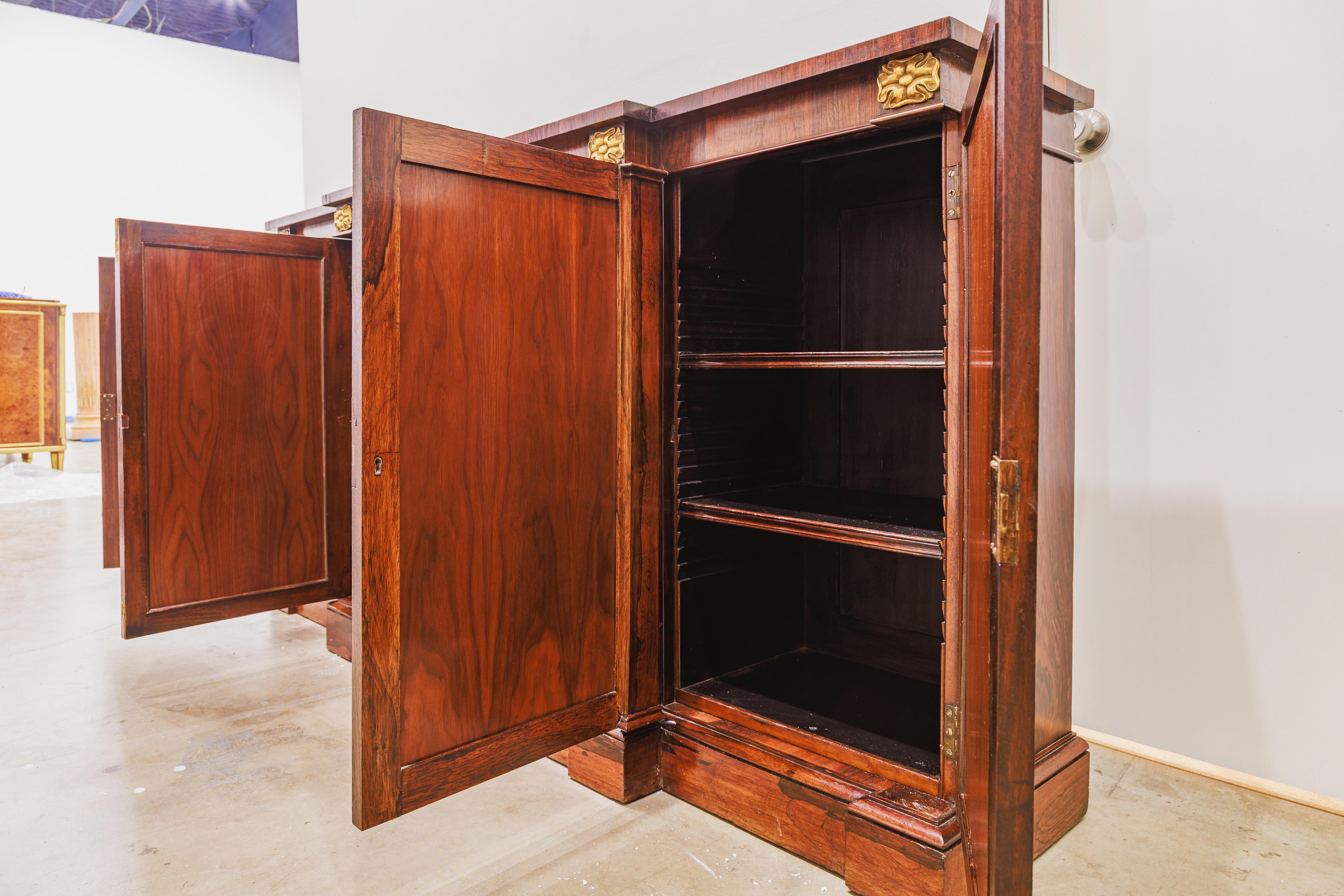 English A fine  Regency rosewood and parcel gilt cabinet For Sale