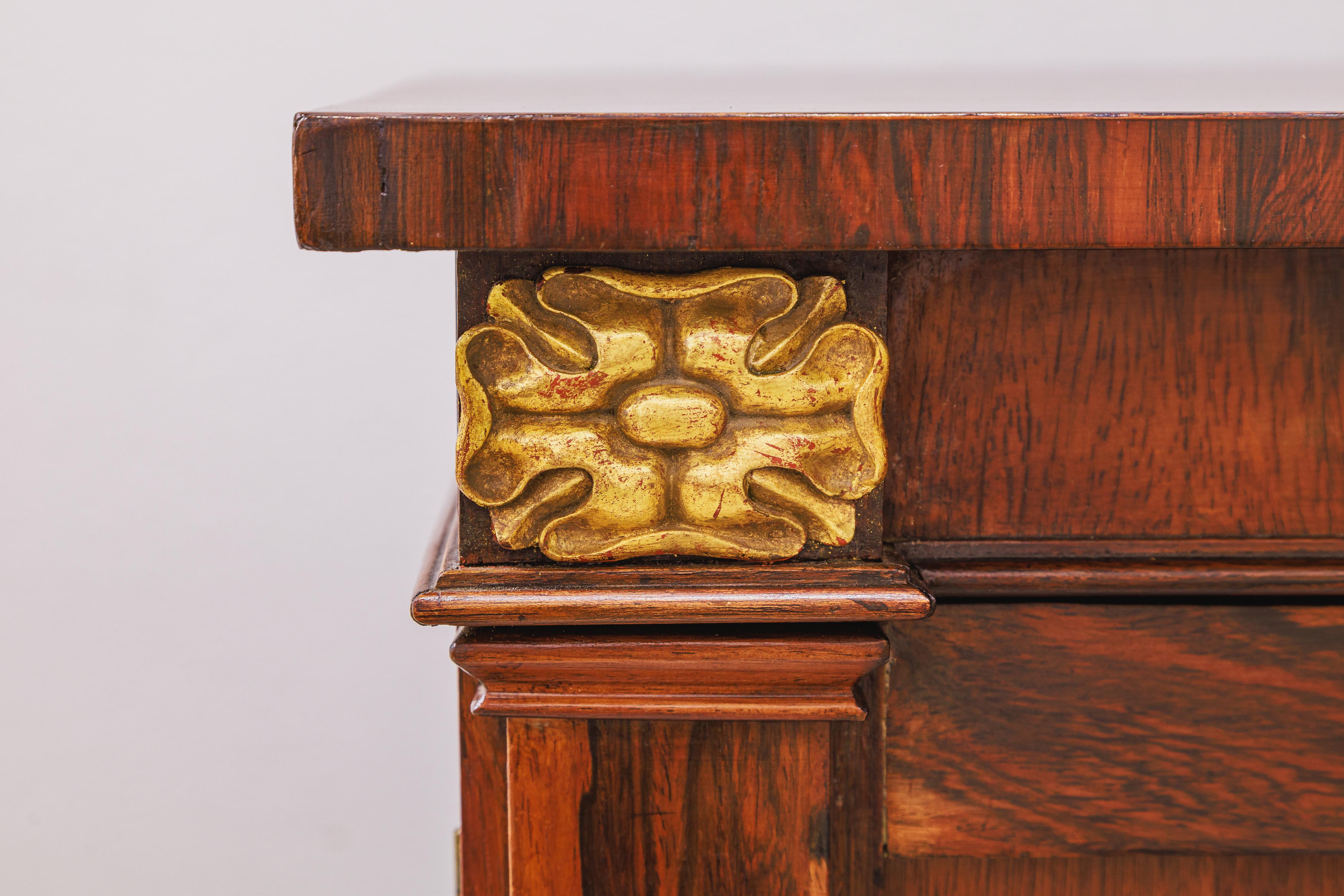 19th Century A fine  Regency rosewood and parcel gilt cabinet For Sale