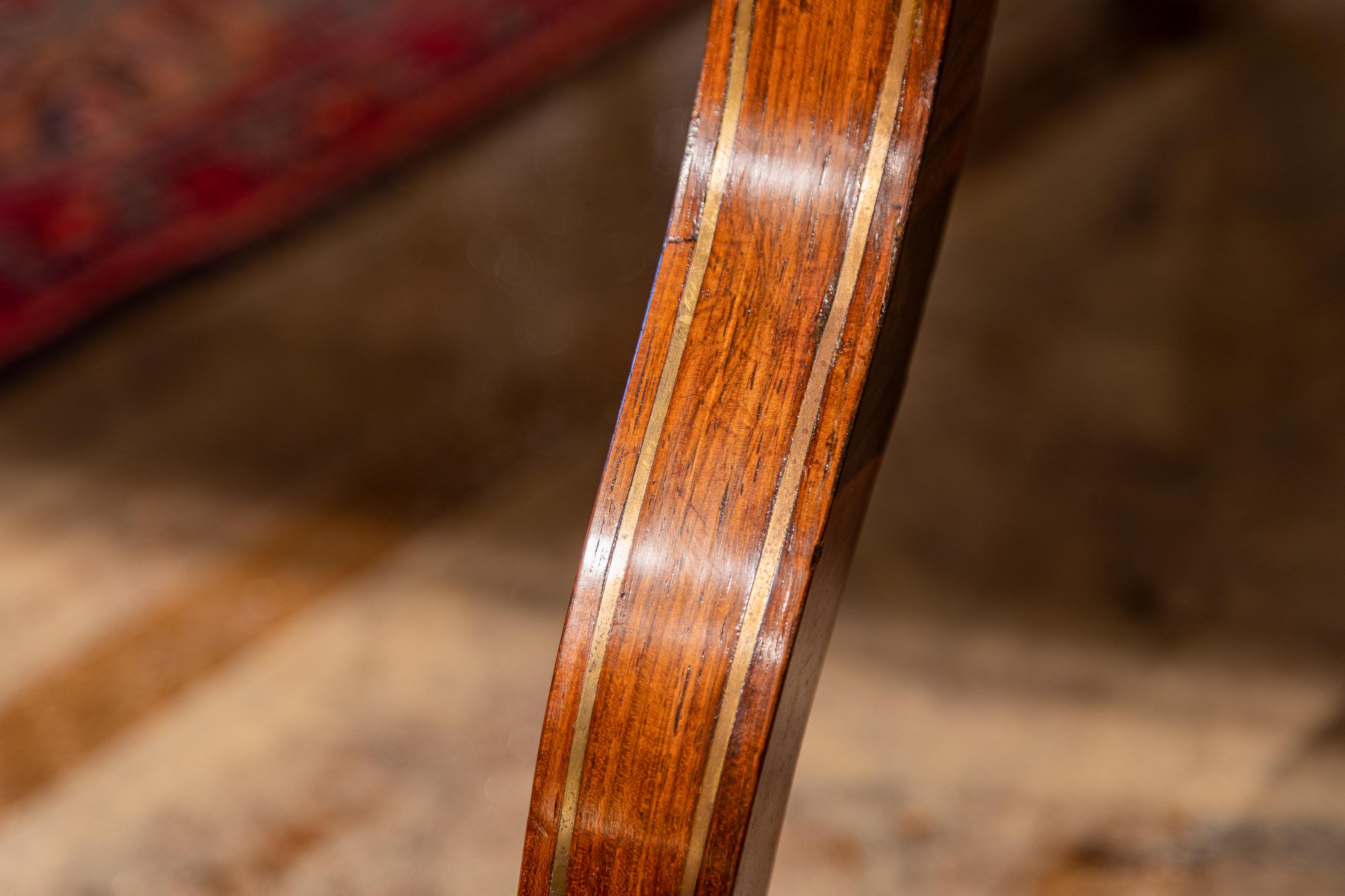 Fine Regency Rosewood Sofa Table, Beautiful Quality and Design, Brass Inlay In Good Condition For Sale In Dallas, TX