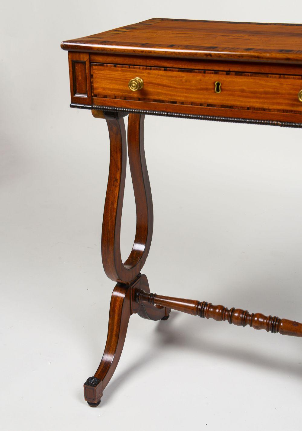 A Fine Regency Satinwood and Calamander Work Table In Good Condition For Sale In New York, NY