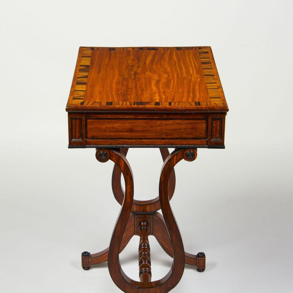 A Fine Regency Satinwood and Calamander Work Table For Sale 1