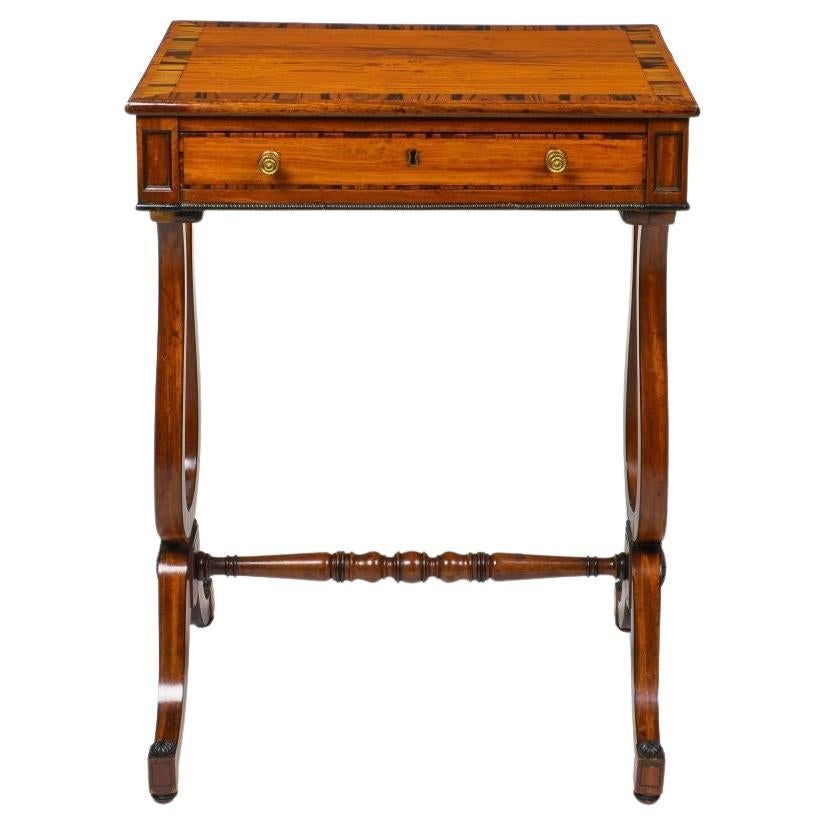 A Fine Regency Satinwood and Calamander Work Table For Sale