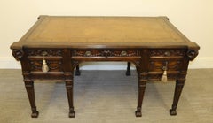 Antique English 19th C Freestanding Mahogany Writing Desk by M.Butler of Dublin