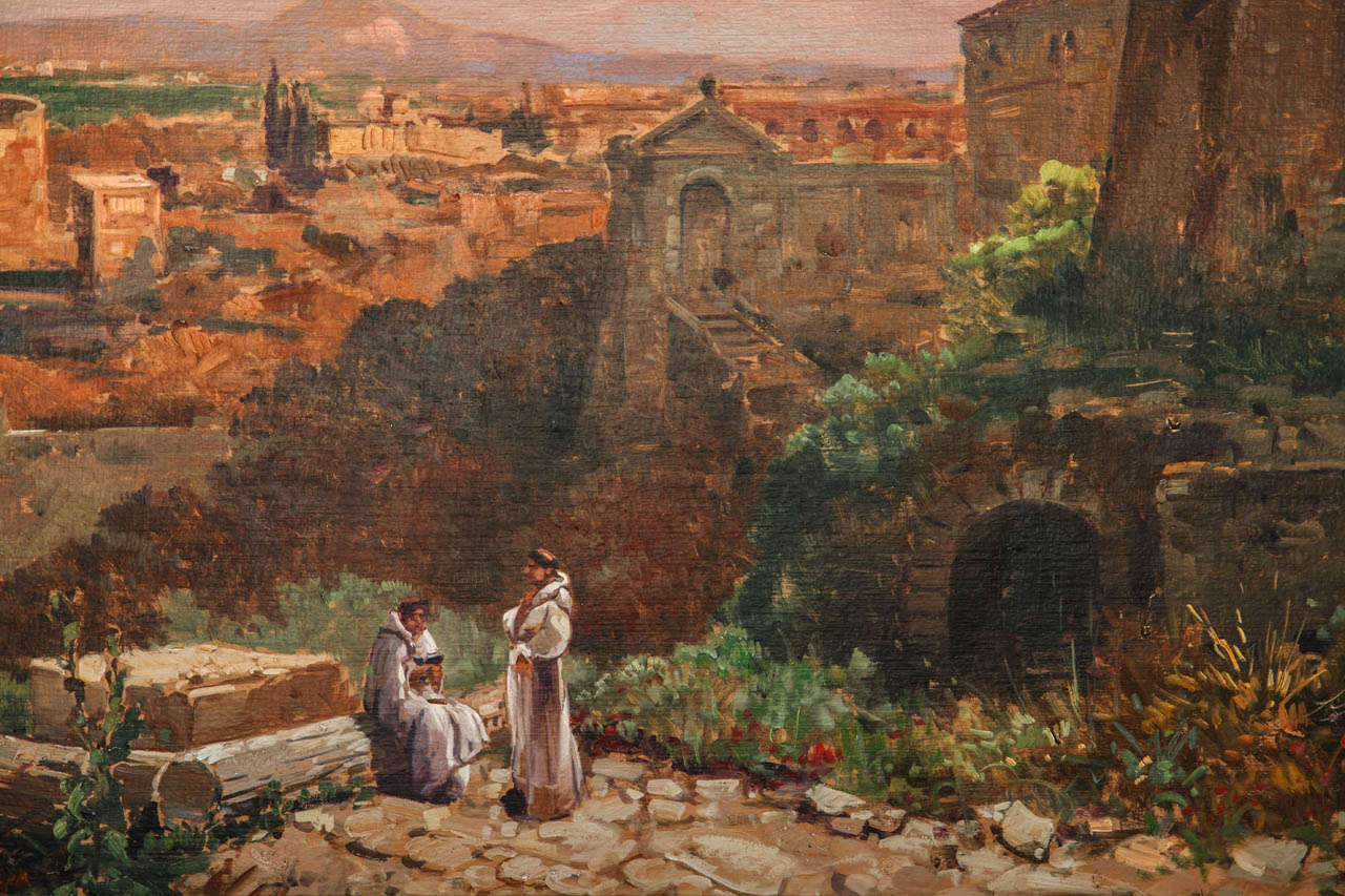 20th Century Fine Roman Landscape Depicting the Colosseum and the Via Sacra