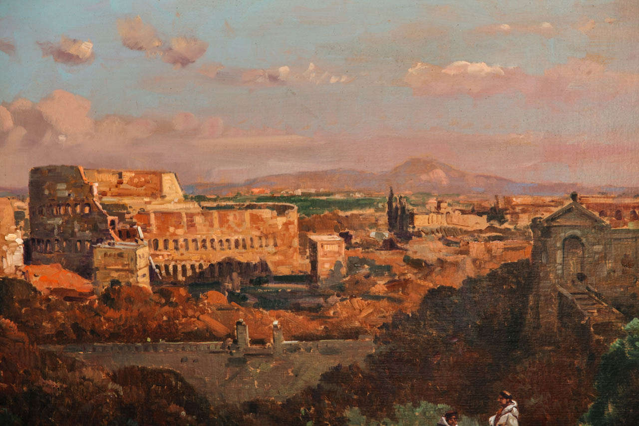 Canvas Fine Roman Landscape Depicting the Colosseum and the Via Sacra