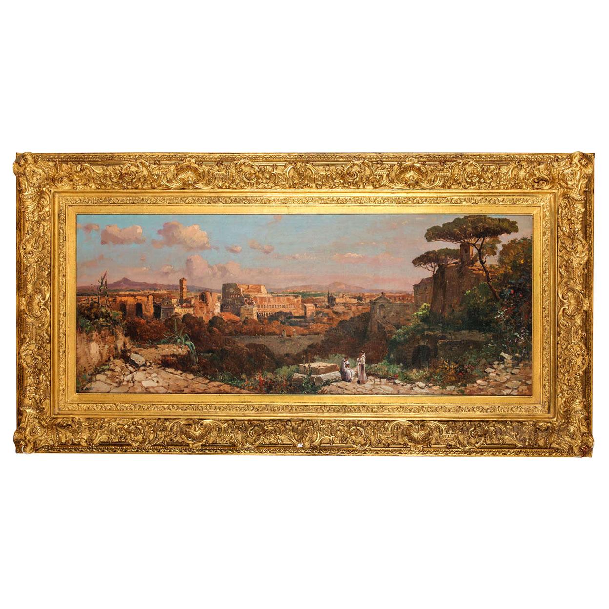 Fine Roman Landscape Depicting the Colosseum and the Via Sacra