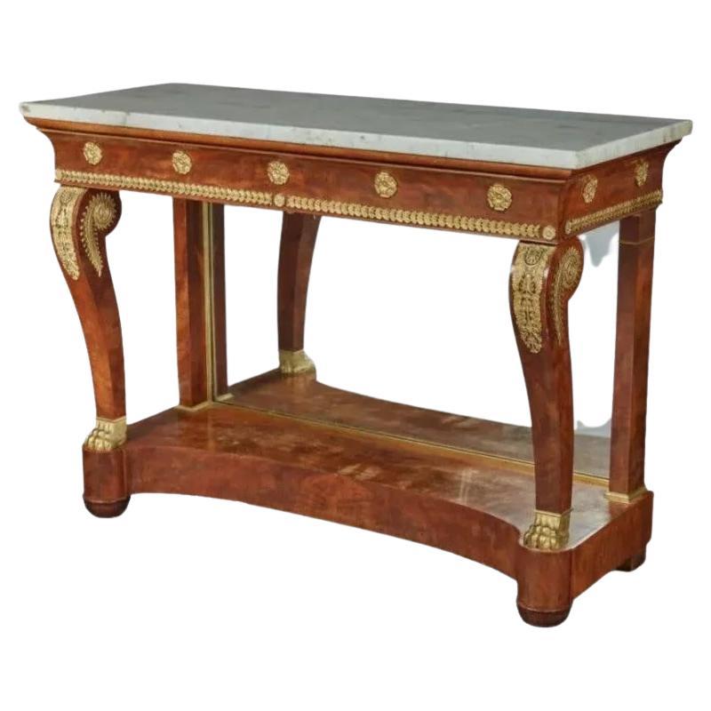 Table console russe de style Empire en acajou avec ornements en bronze doré, vers 1815 en vente