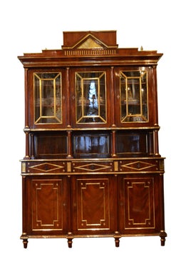 18th Century Imperial Russian Gilt Bronze, Brass and Mahogany Display Cabinet