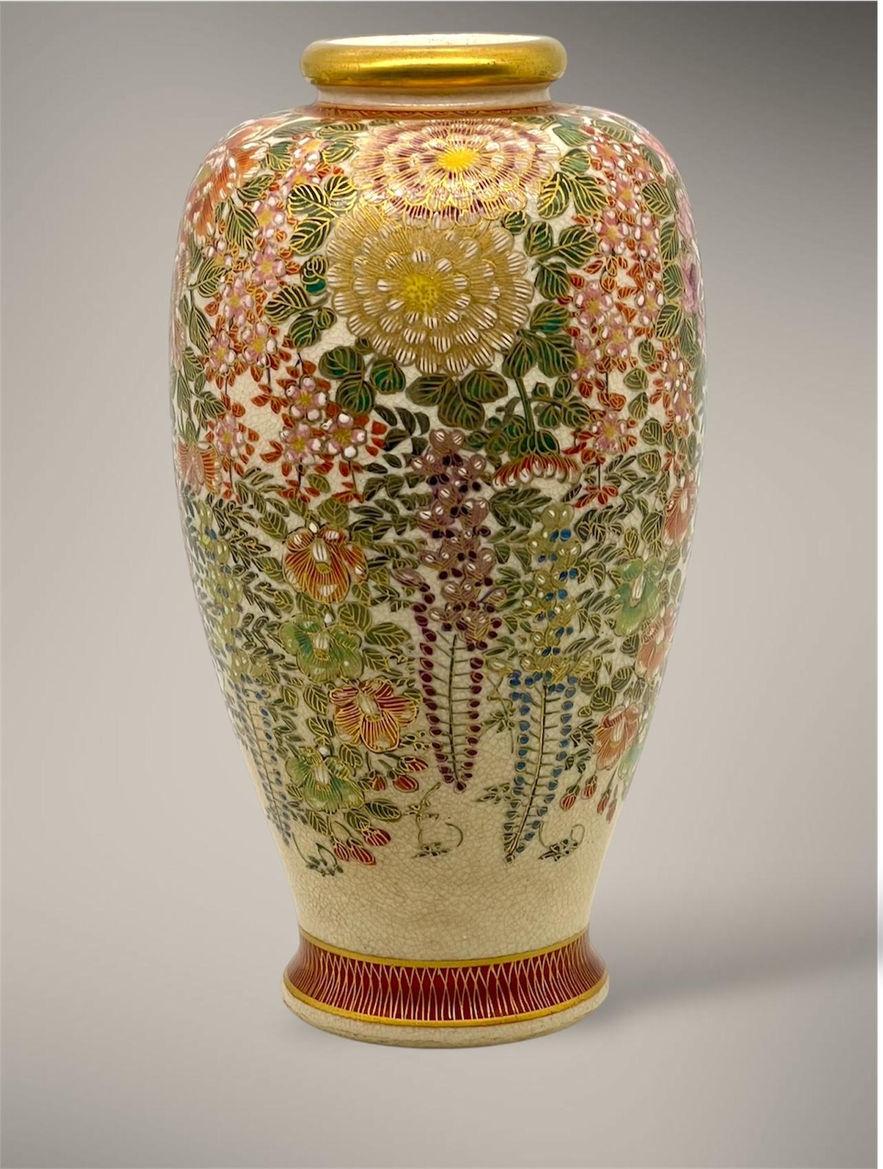 A Fine Satsuma Millefleurs Vase Taishō Period signed Nakazawa 3