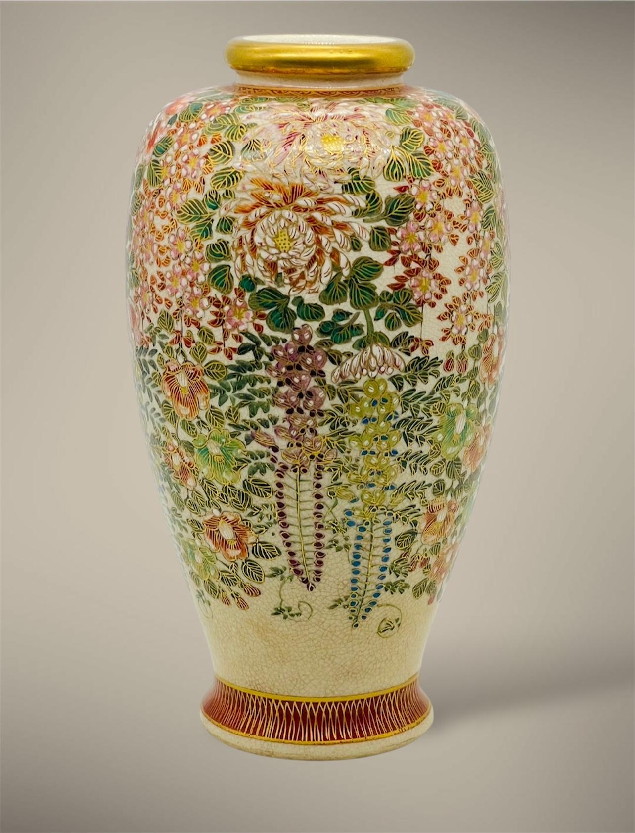 A Fine Satsuma Millefleurs Vase Taishō Period signed Nakazawa 1