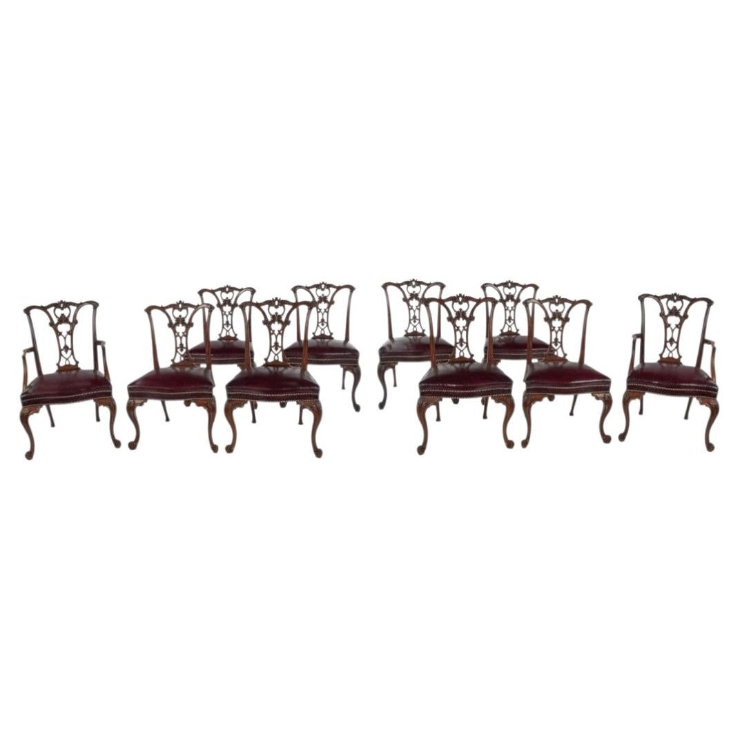 A Fine Set of 10 George III Style Mahogany Dining Chairs Stamped Gillows