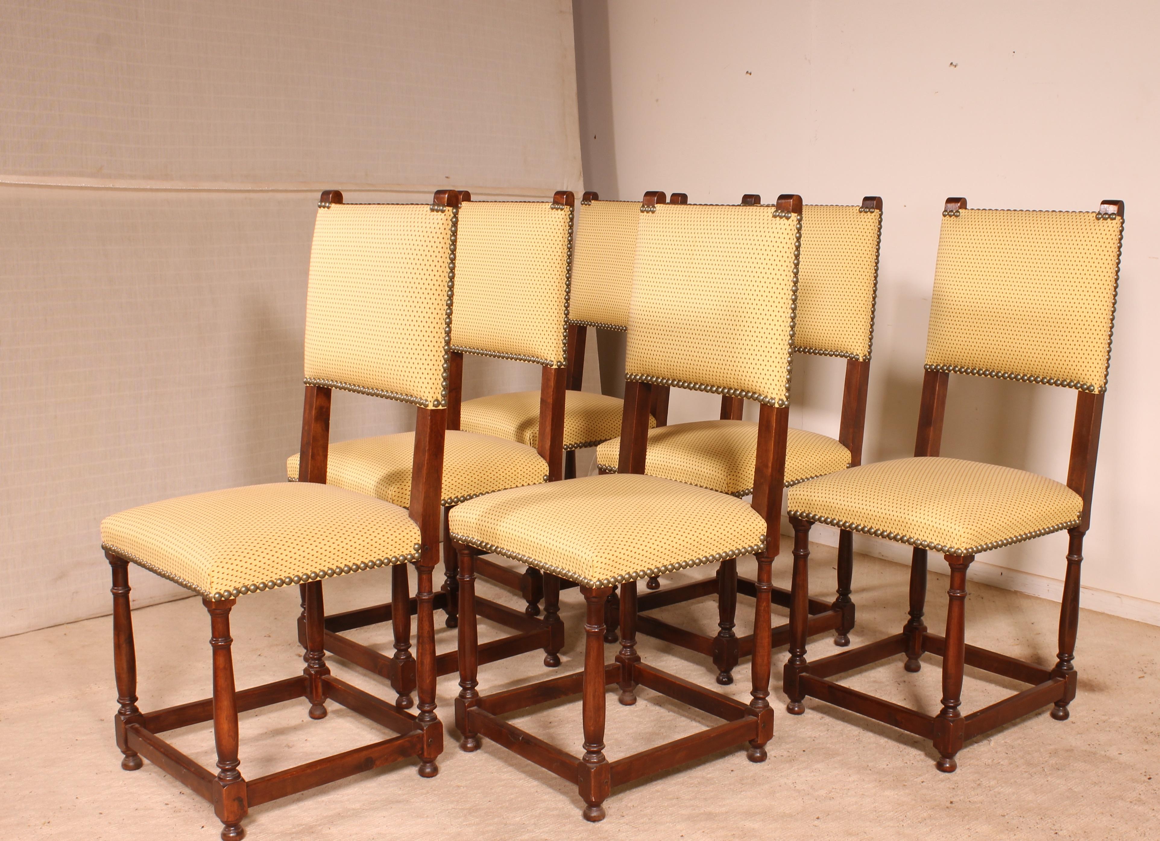 French Fine Set of 6 Chairs and Two Armchairs in Mahogany, 19th Century For Sale