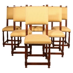 Fine Set of 6 Chairs in walnut Louis XIII style