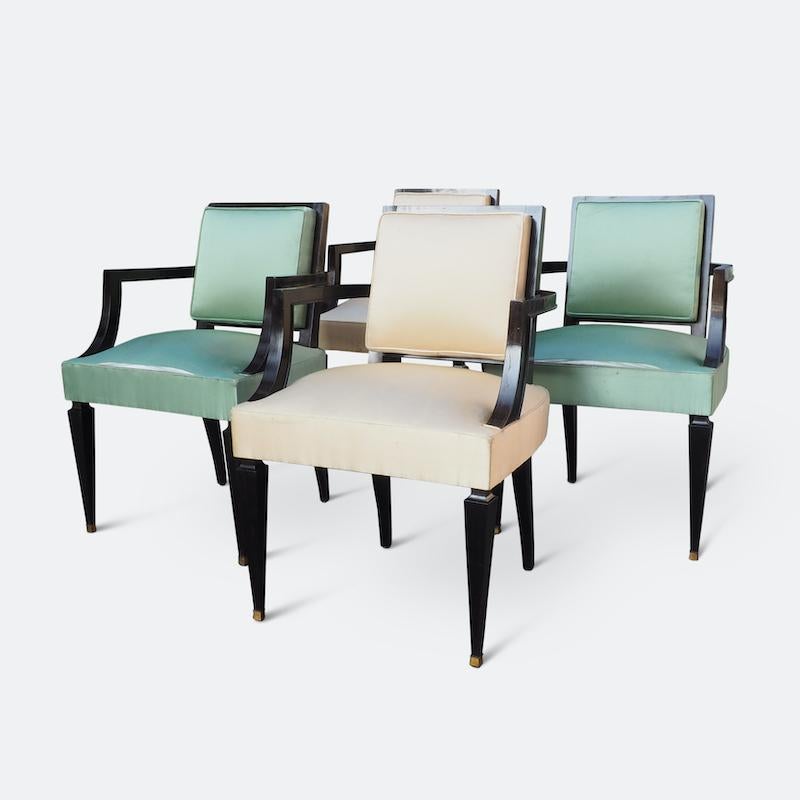 Mid-20th Century Fine Set of Four Chairs Attributed to André Arbus For Sale