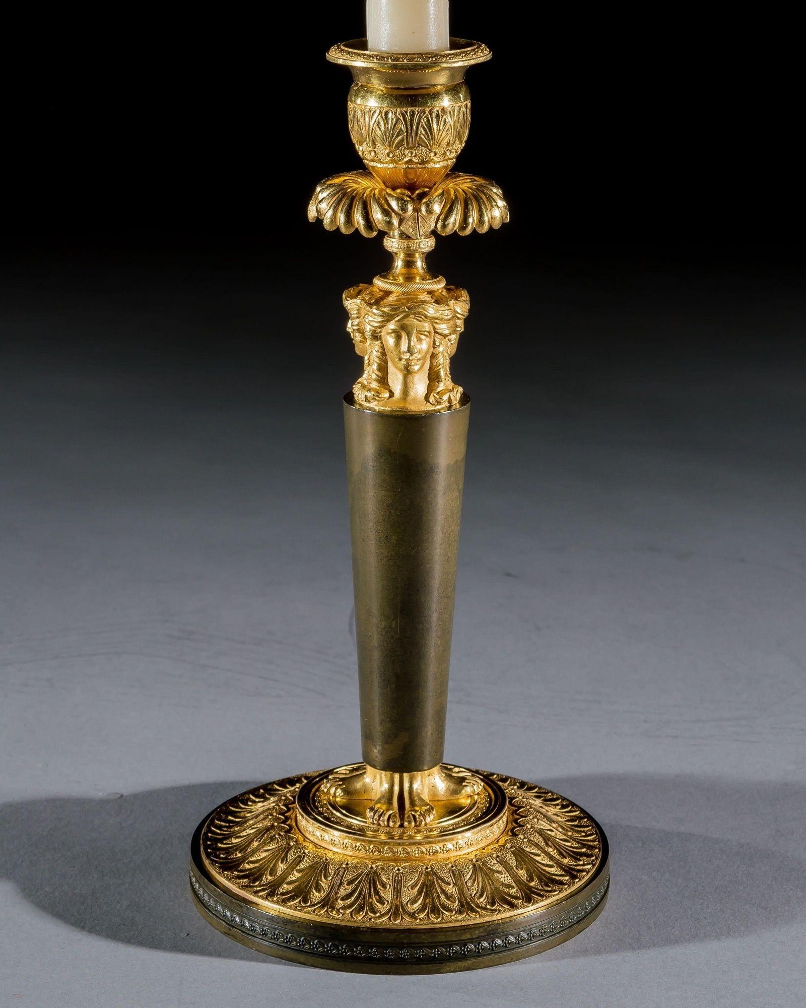 Fino juego de cuatro candelabros imperio de Claude Galle en Bueno estado para la venta en Steyning, West sussex