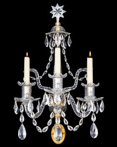 Fine Set of Four George III Ormolu Mounted and Cut Glass Wall Lights
