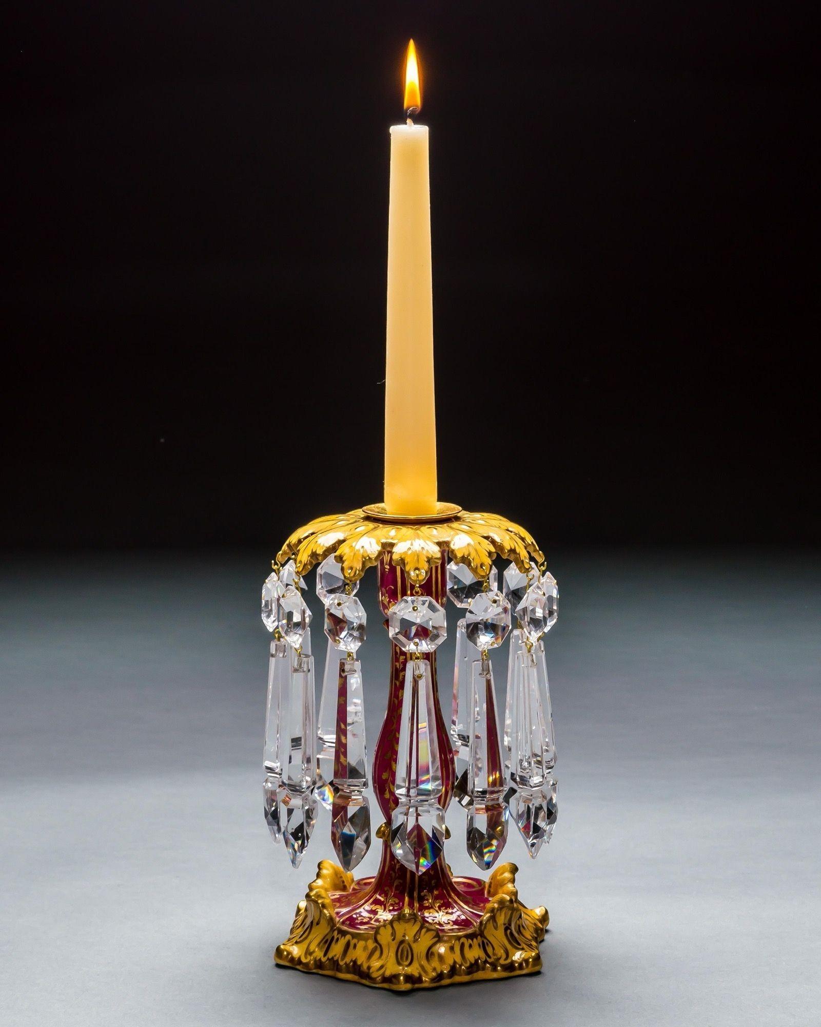 English A Fine Set Of Four Rockingham Porcelain Candlesticks For Sale