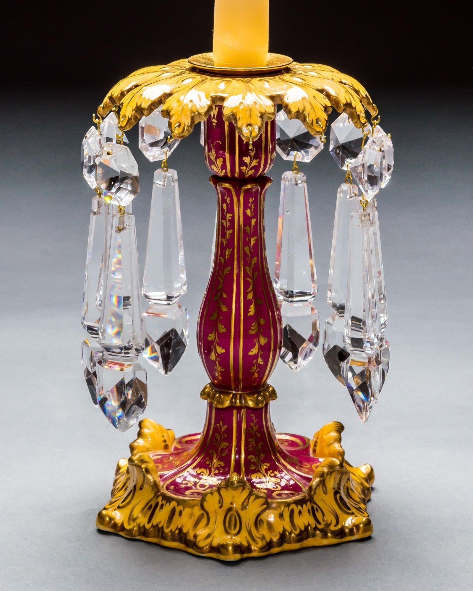 A Fine Set Of Four Rockingham Porcelain Candlesticks In Good Condition For Sale In Steyning, West sussex