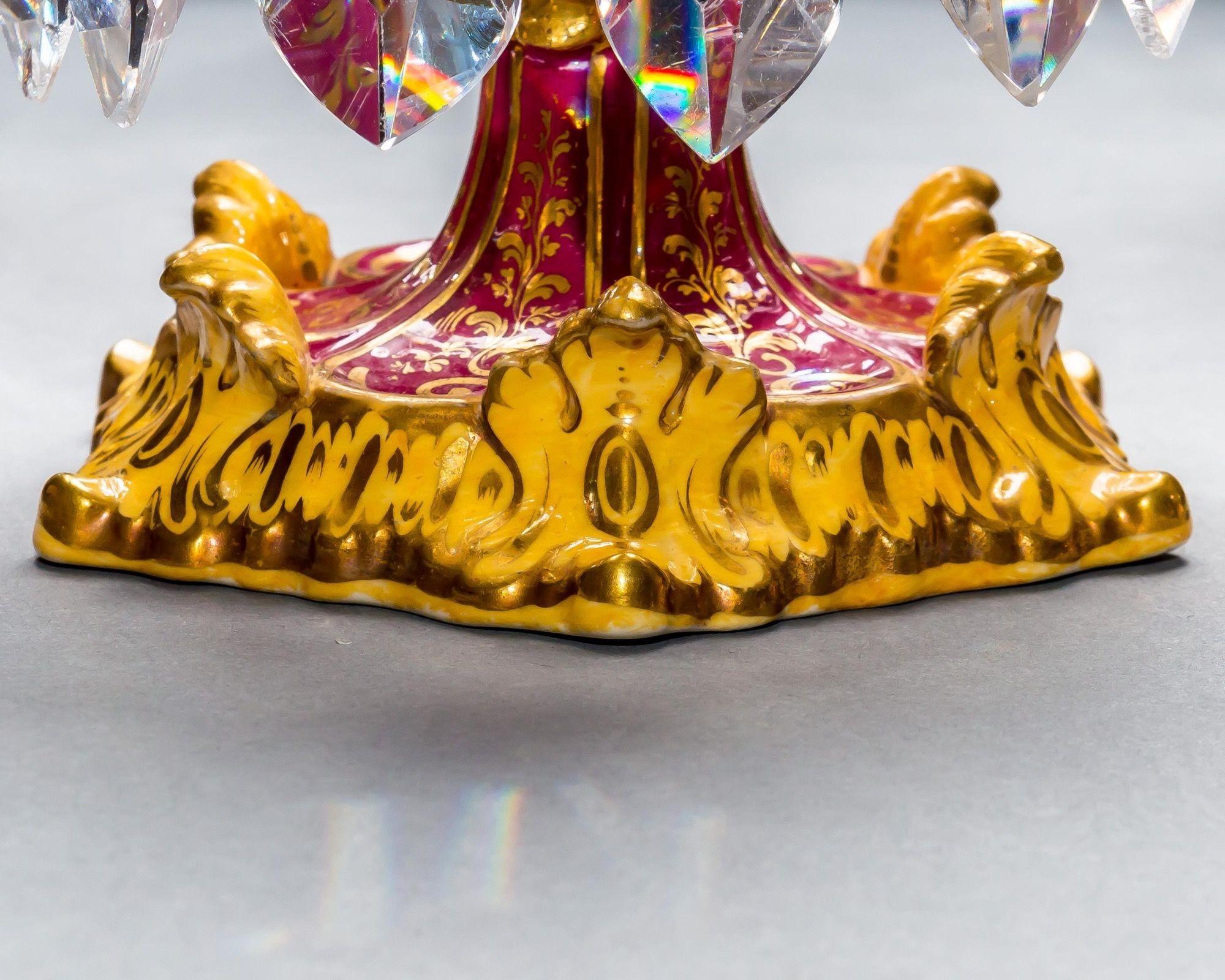 A Fine Set Of Four Rockingham Porcelain Candlesticks For Sale 1