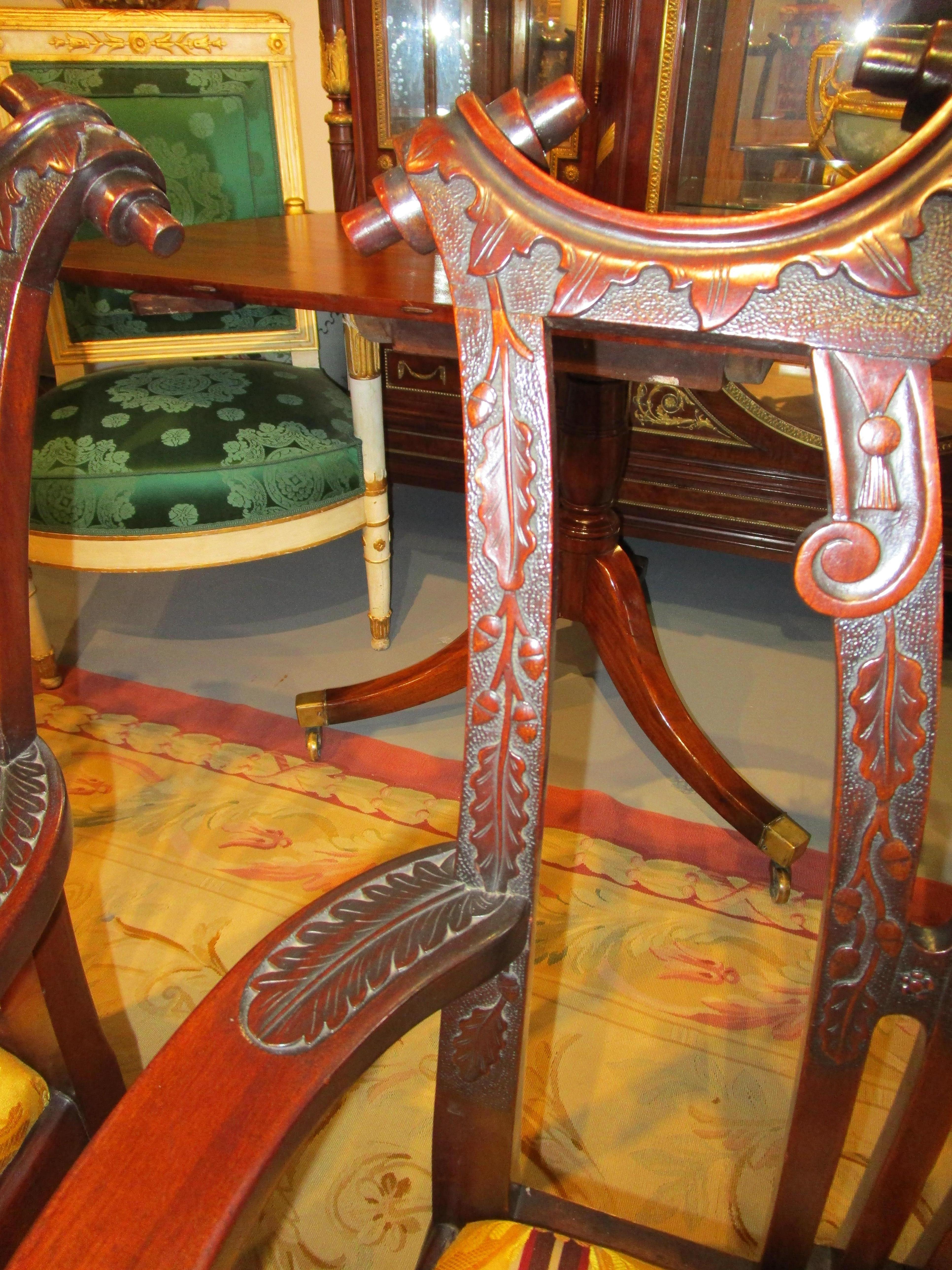 Fine Set of Important 12 19th Century English Chippendale Mahogany Dining Chairs For Sale 7