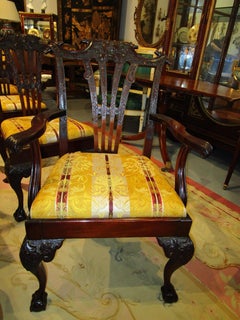 Fine Set of Important 12 19th Century English Chippendale Mahogany Dining Chairs