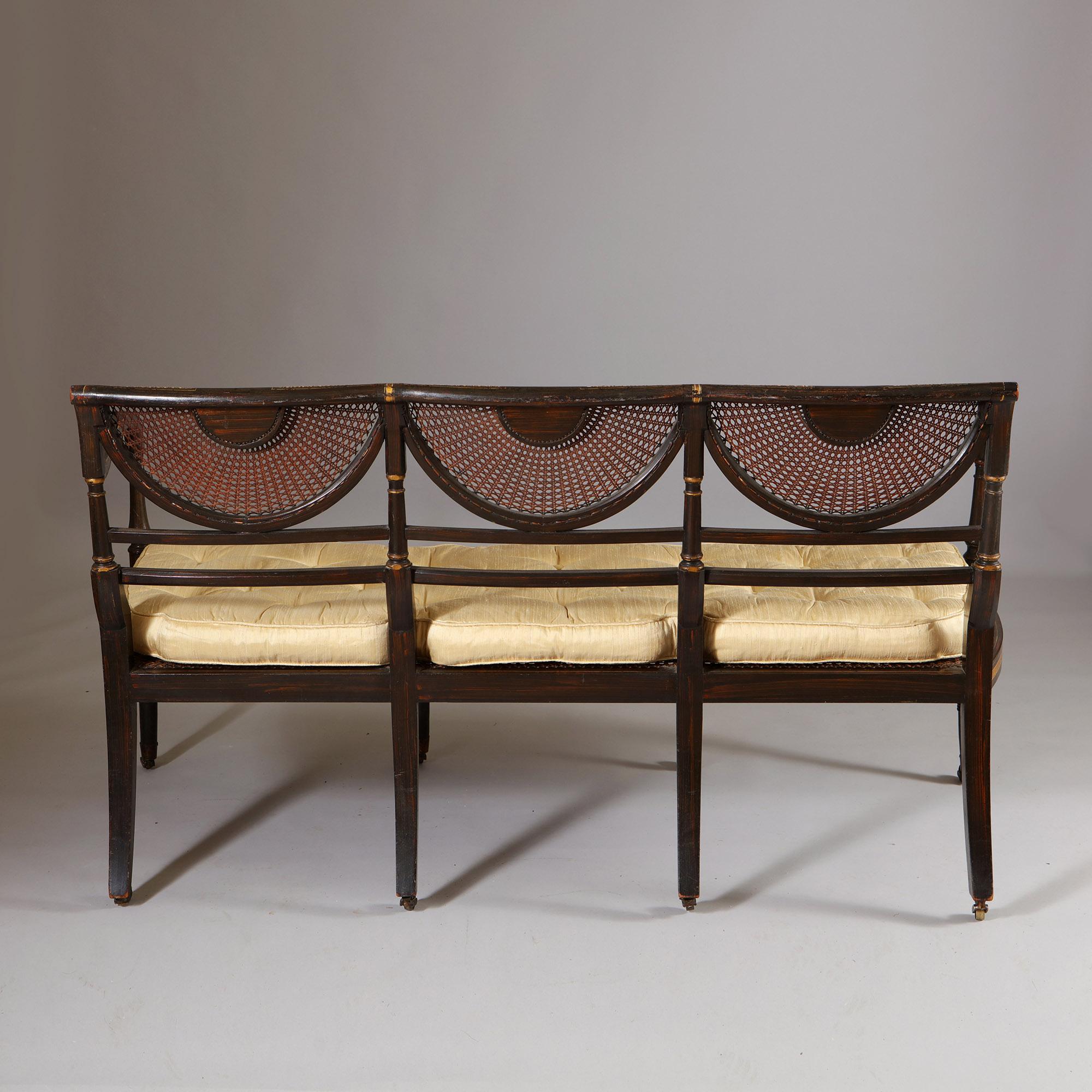 Hand-Painted A Fine Simulated Rosewood and Gilt Decorated George III Sheraton Period Settee For Sale