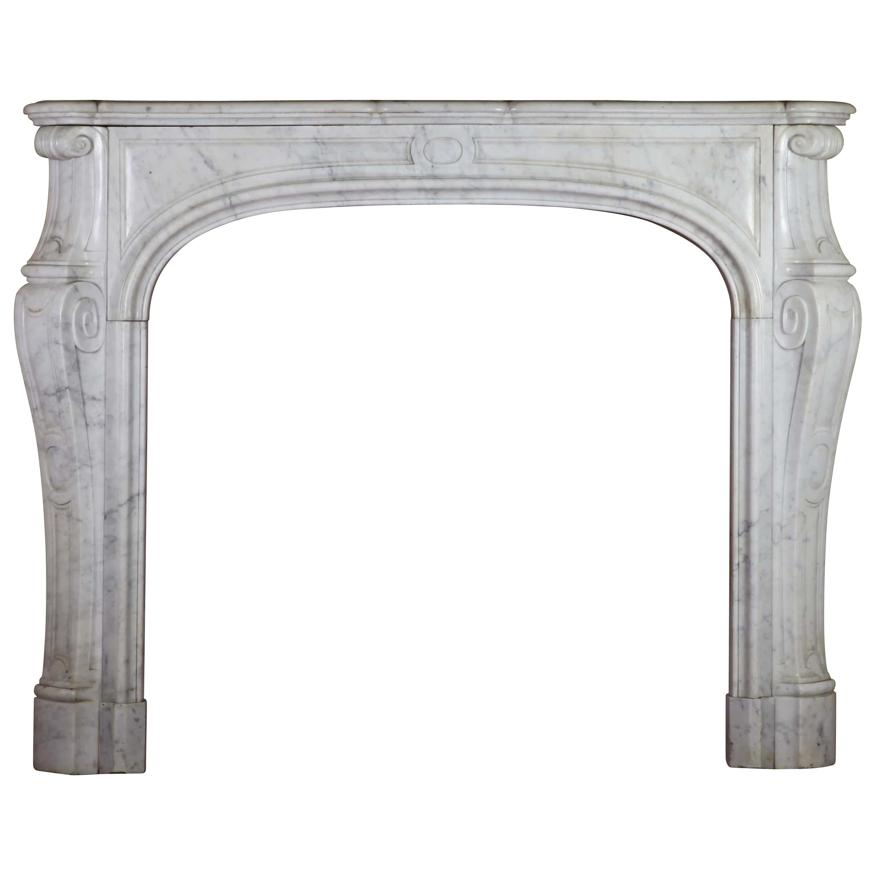 Fine Small French Carrara Marble Classic Antique Fireplace Surround