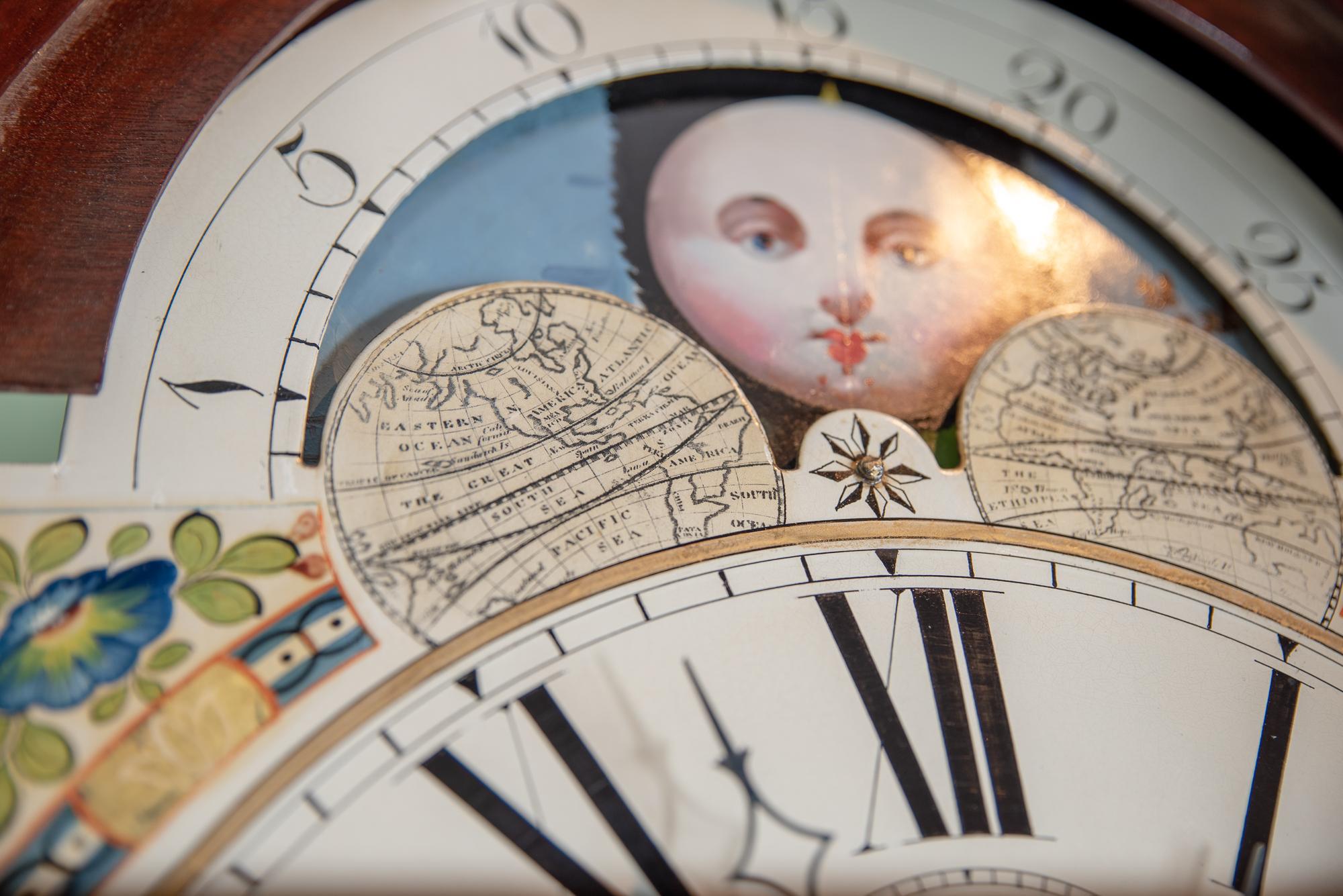 Fine Small Mahogany Moon Phase Clock by Fear of Bristol, circa 1830 In Good Condition In Cheltenham, GB