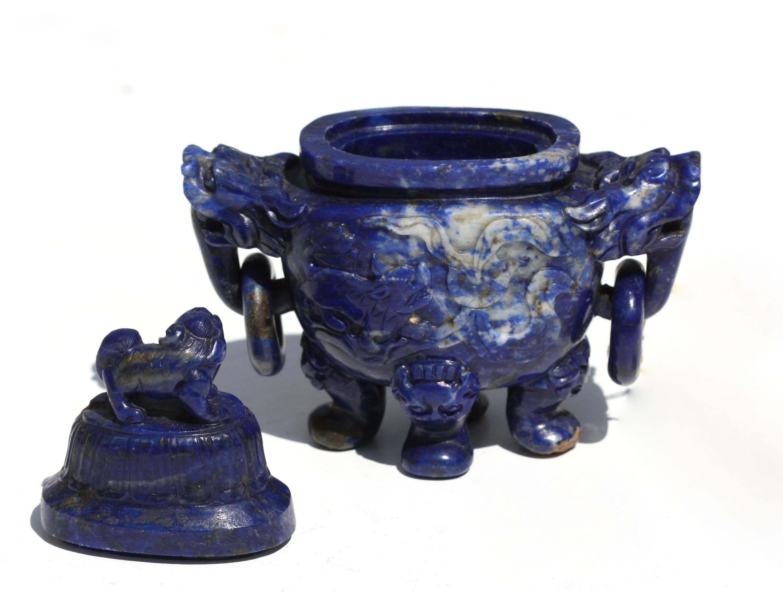 Fine Sodalite Burner and Cover, 20th Century For Sale 1