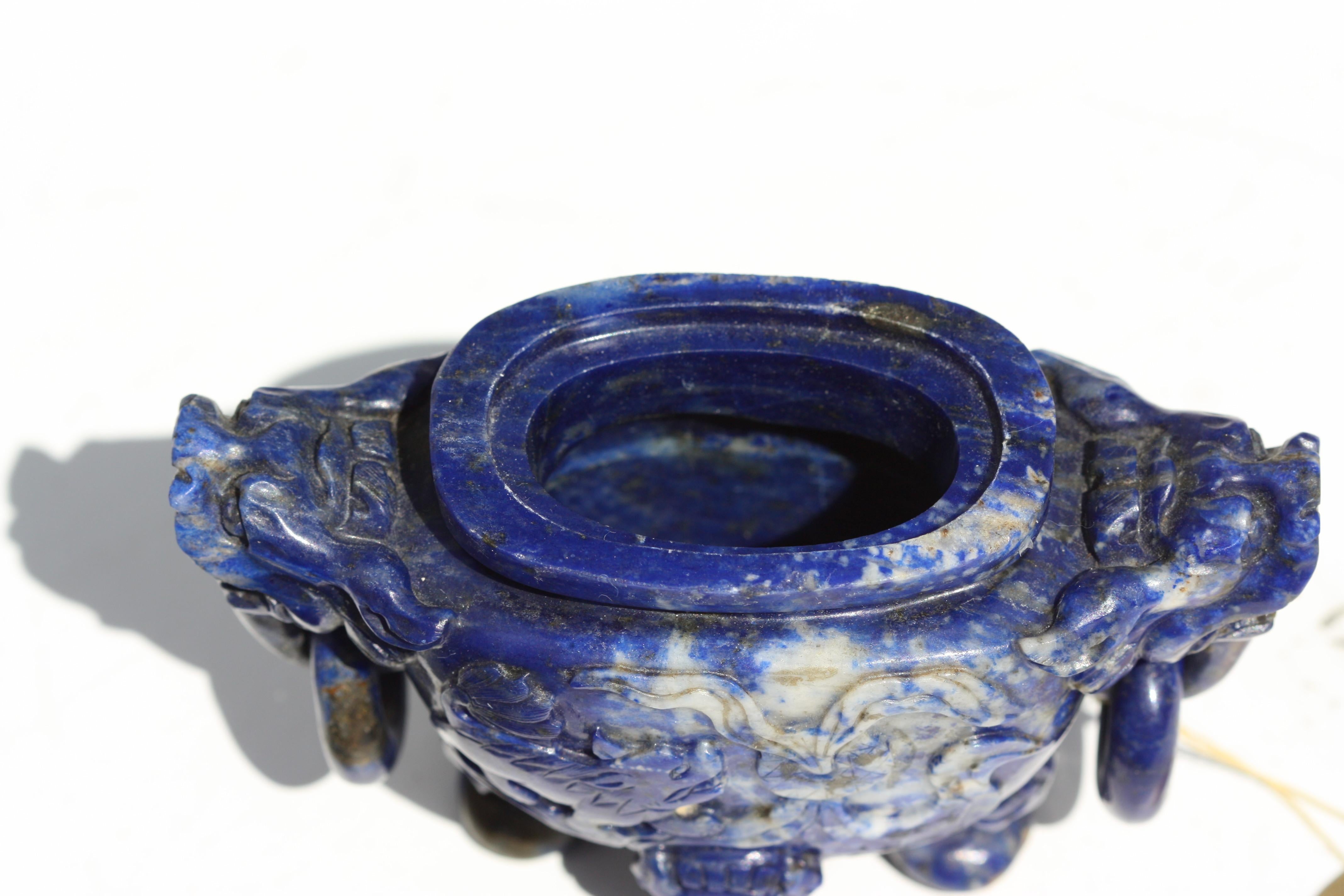 Fine Sodalite Burner and Cover, 20th Century For Sale 4
